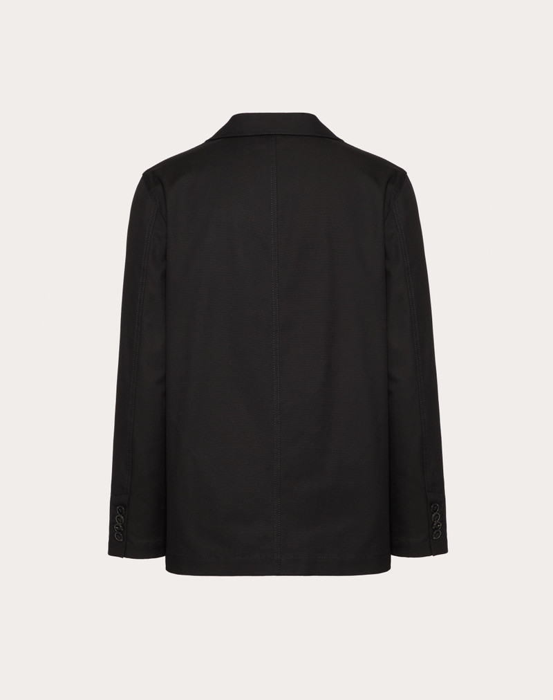Valentino SINGLE-BREASTED STRETCH COTTON CANVAS JACKET WITH RUBBERIZED V DETAIL outlook