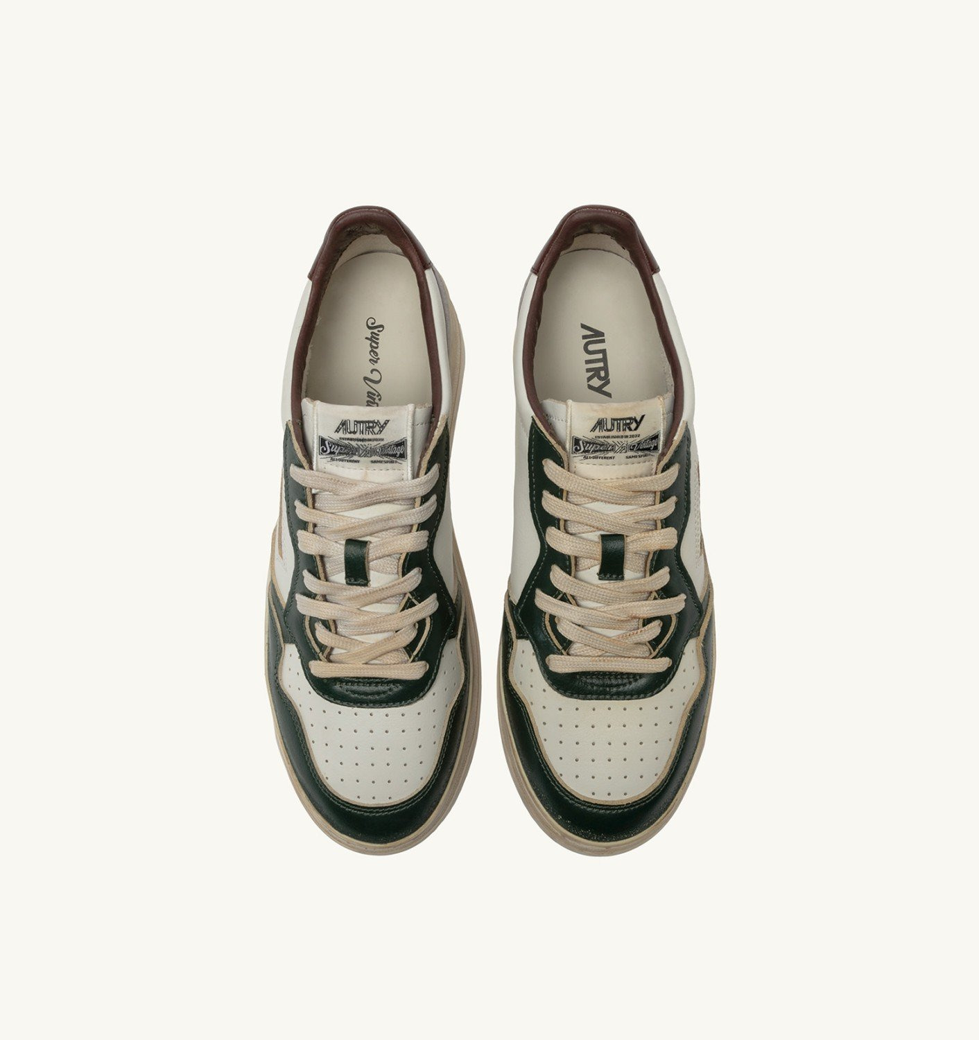 MEDALIST LOW SNEAKERS SUPER VINTAGE IN WHITE PINE GROVE AND RUM RAISIN LEATHER - 5