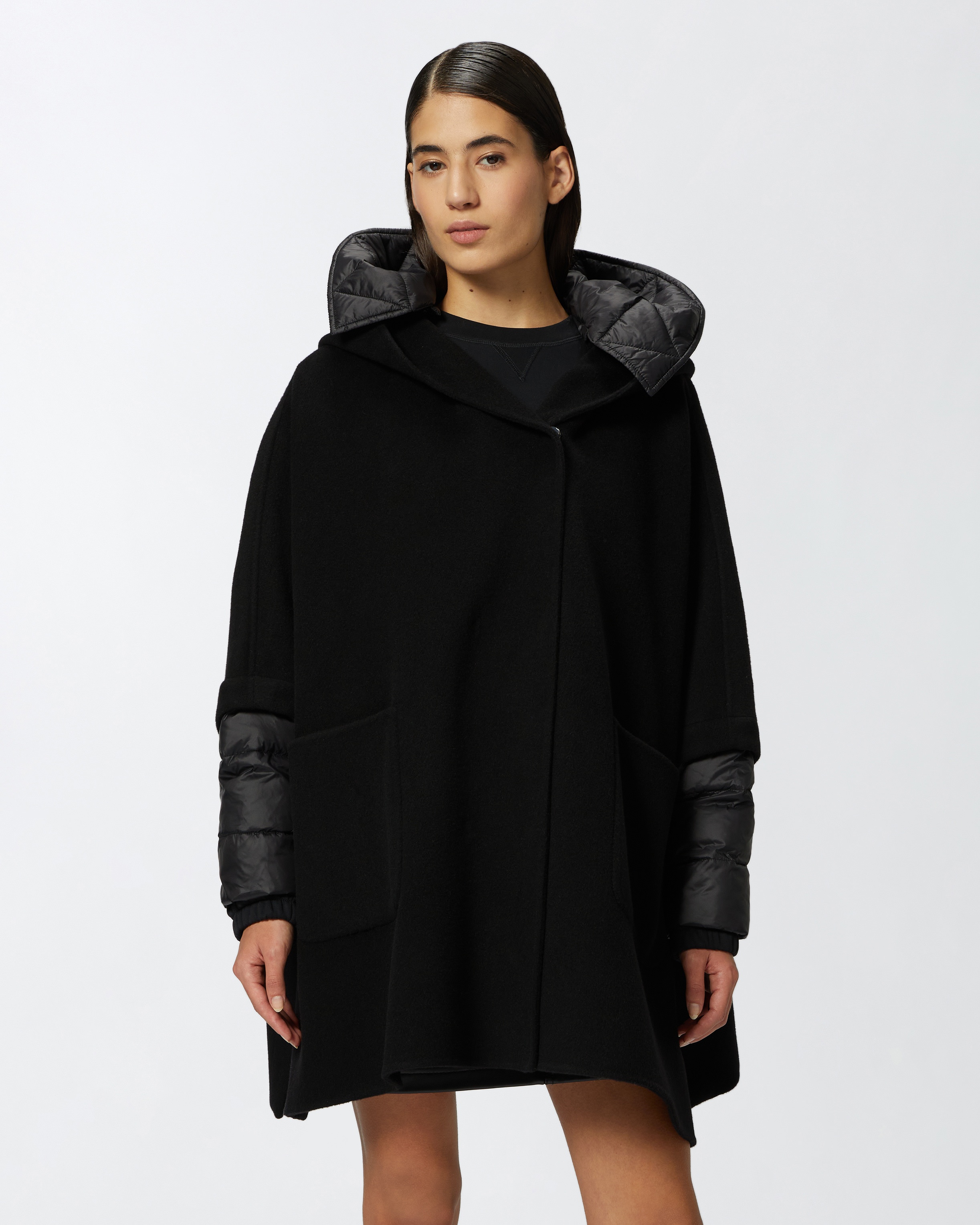 SHORT CAPE COAT WITH PADDED PUFFER - 2