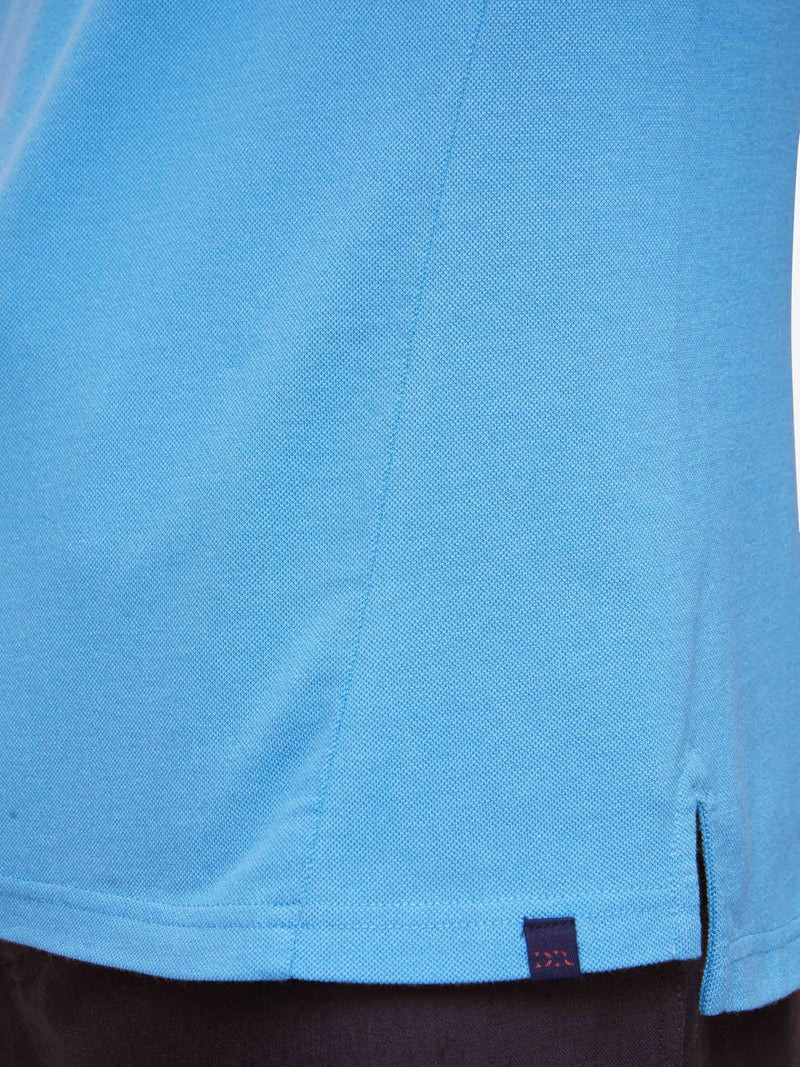 Men's Long Sleeve Polo Shirt Ramsay 4 Pique Cotton Tencel Blue 7