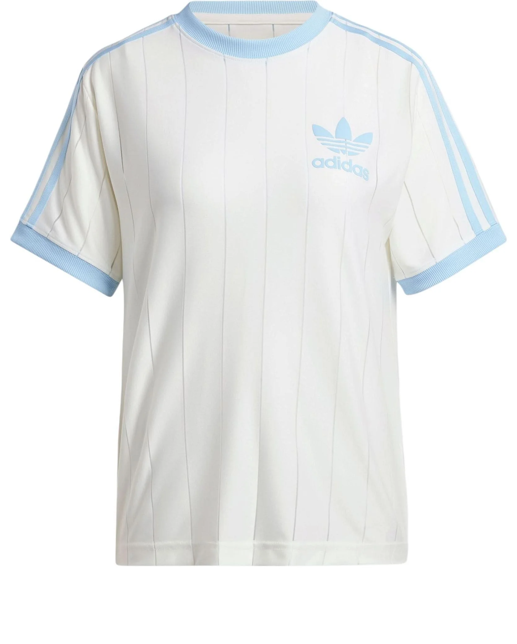 (WMNS) adidas Originals 3 Stripe Graphic T-shirt Asia Sizing 'White Blue' IR7469 - 1