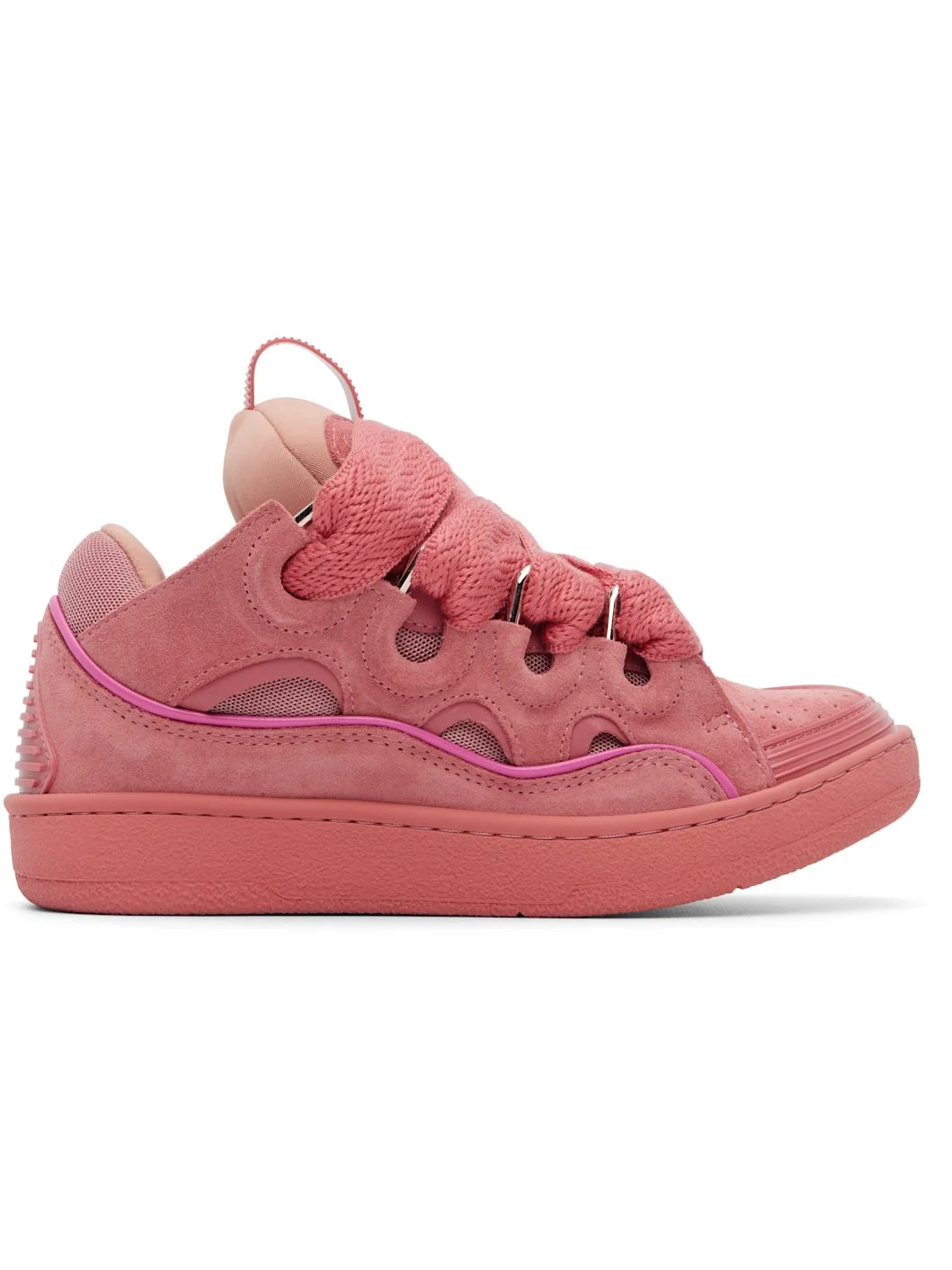 Pink Monochrome Suede Curb Sneakers - 1
