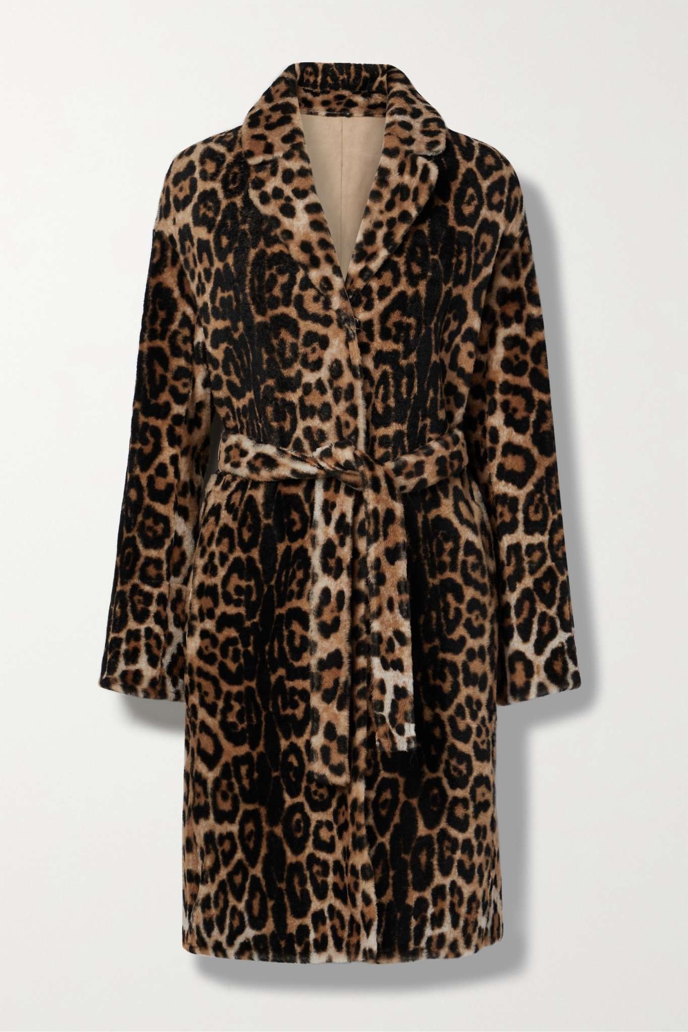 Reversible belted leopard-print shearling coat - 2