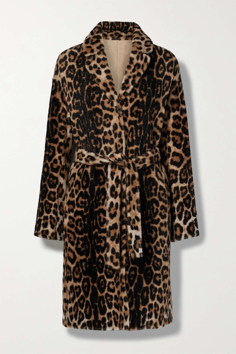 Reversible belted leopard-print shearling coat 1