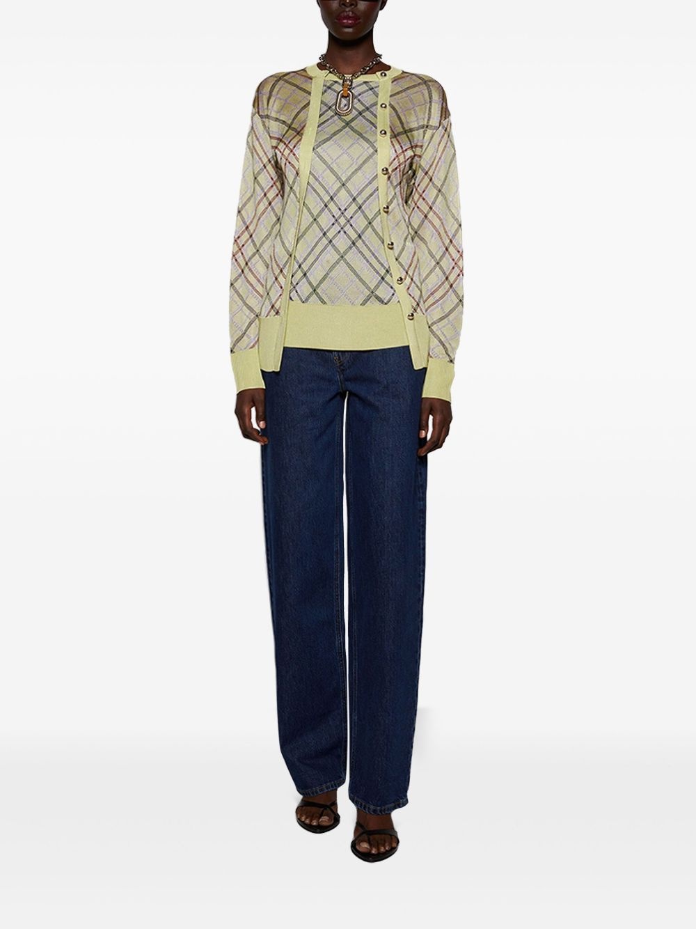 checked cardigan - 2