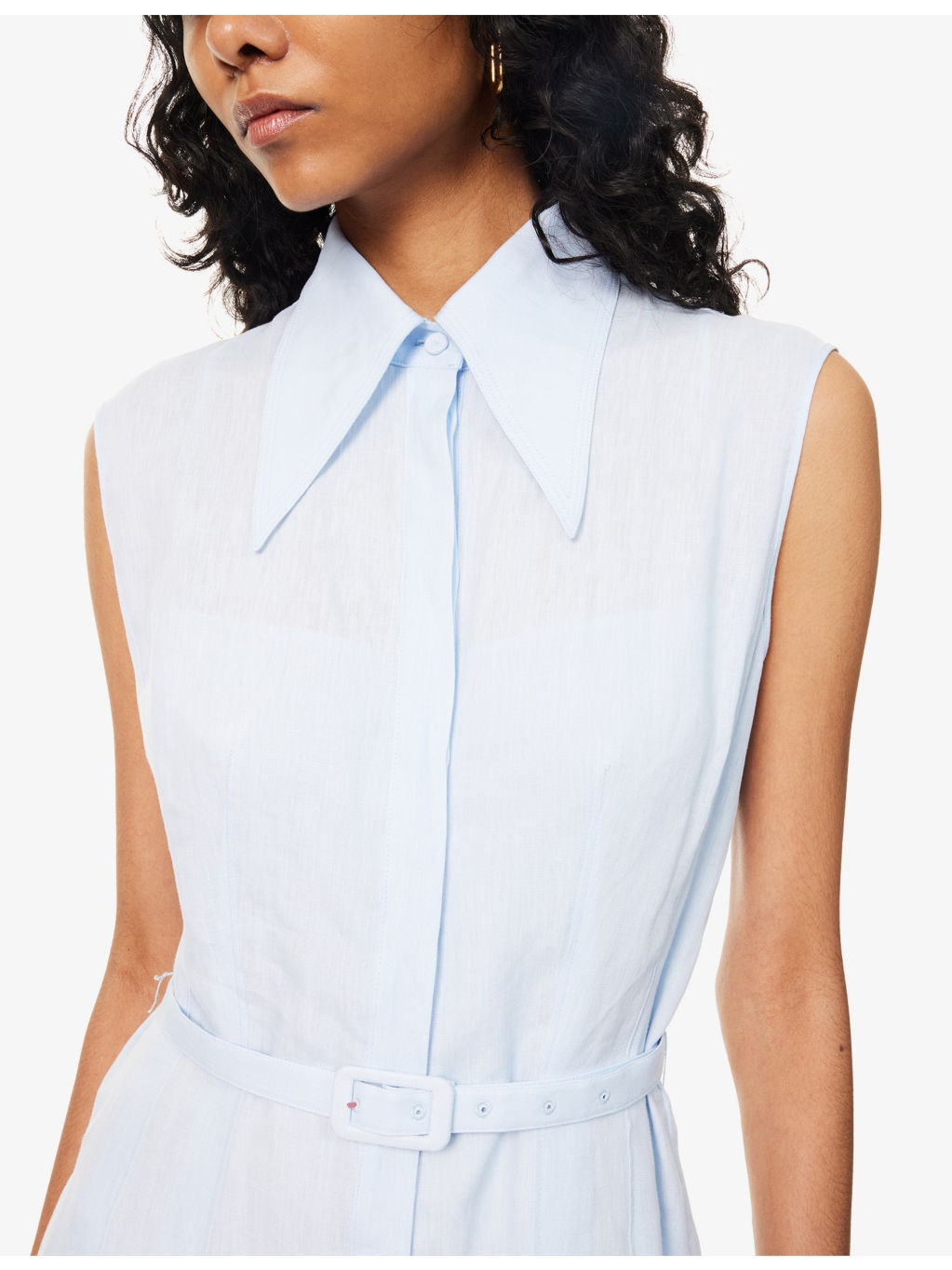 Durand Sleeveless Belted Linen Midi Dress - 5