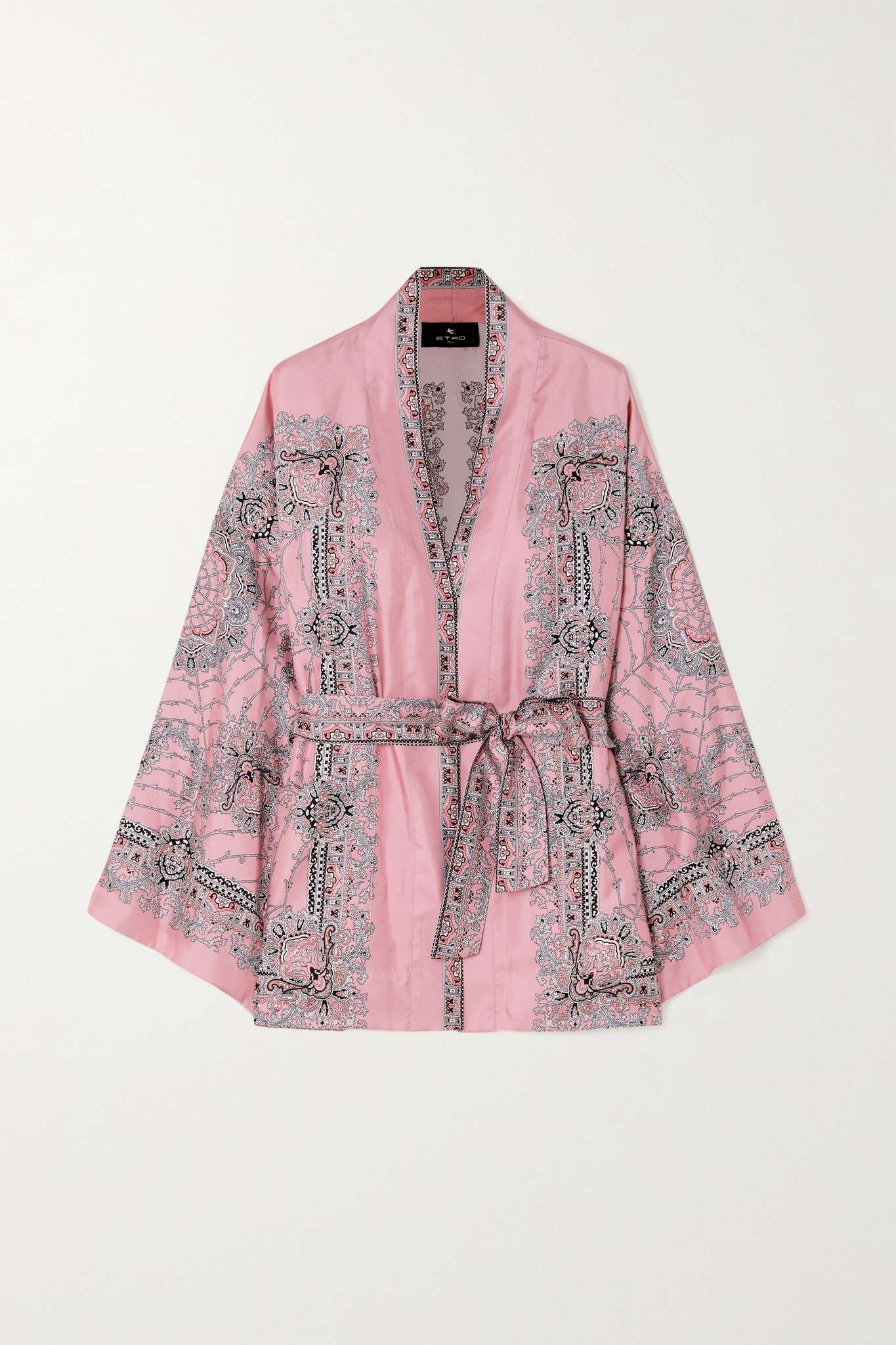 Belted printed silk-twill robe - 1