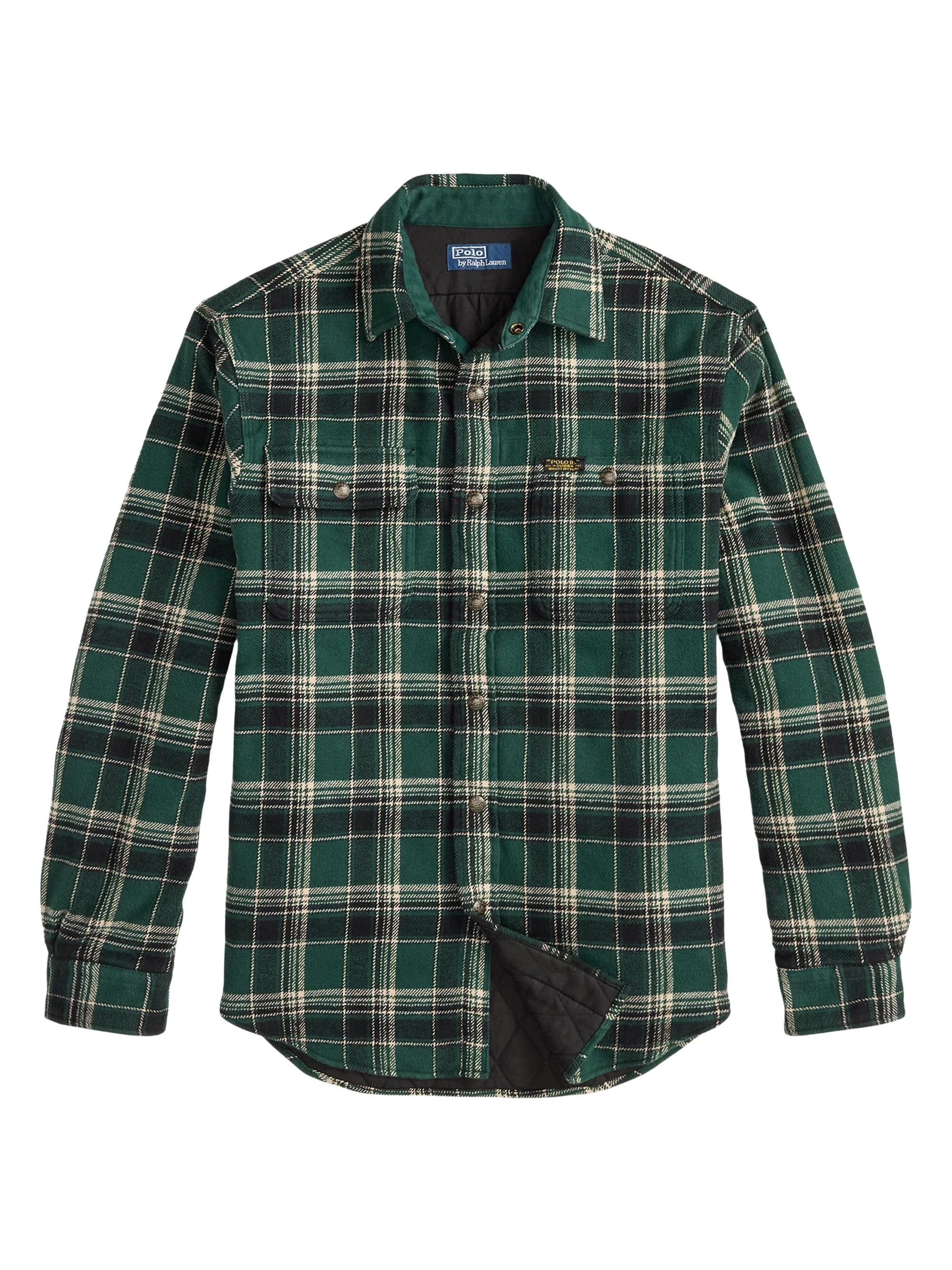 Men's Plaid Two-Sided Brushed Flannel Shirt Jacket - Forest Cream Multi - 1