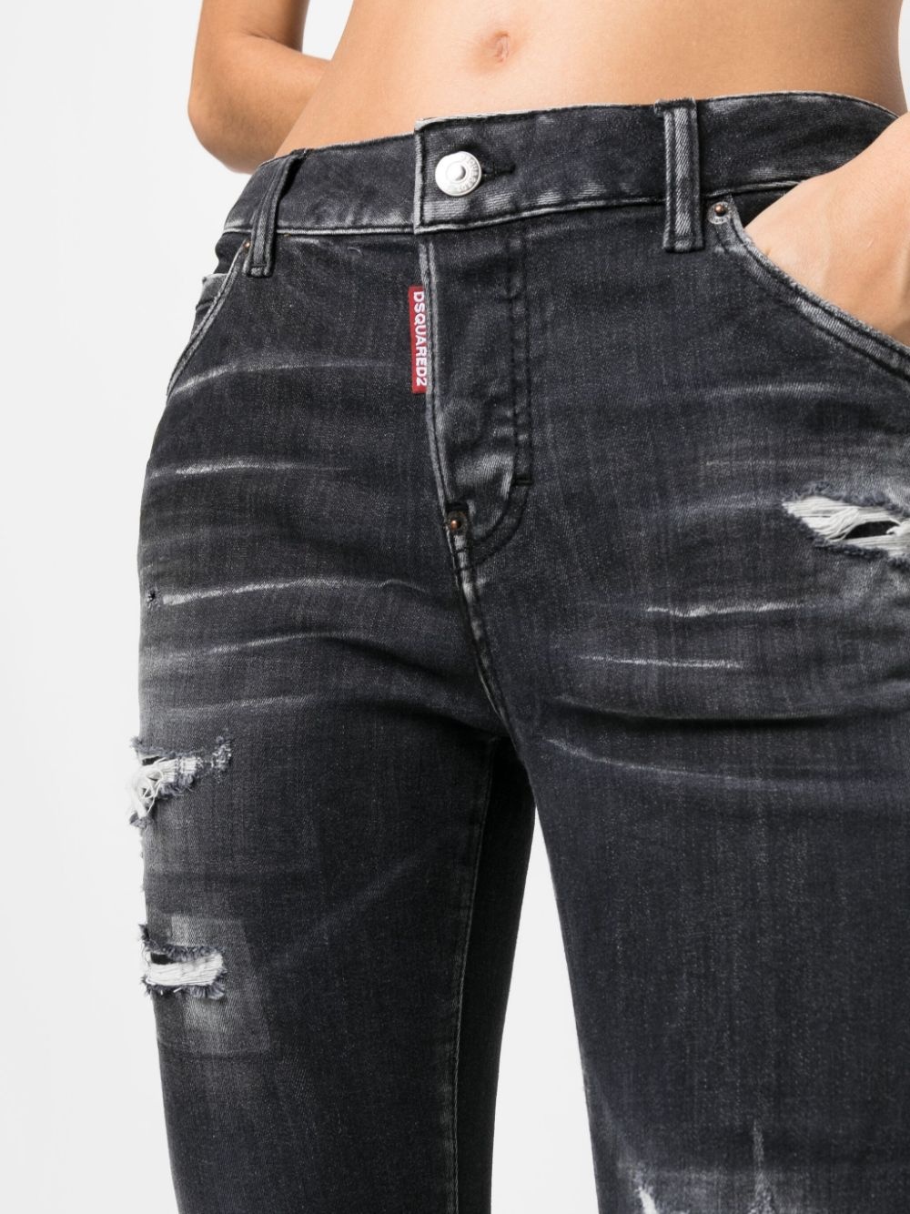 distressed cropped skinny jeans - 5
