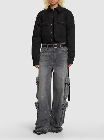 Rick Owens Cape-sleeved cotton drill crop jacket outlook