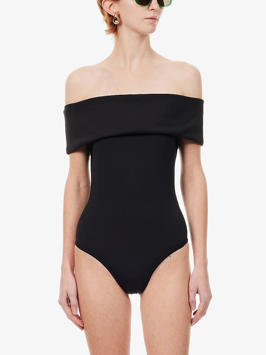 Off-shoulder fitted stretch-woven bodysuit - 2