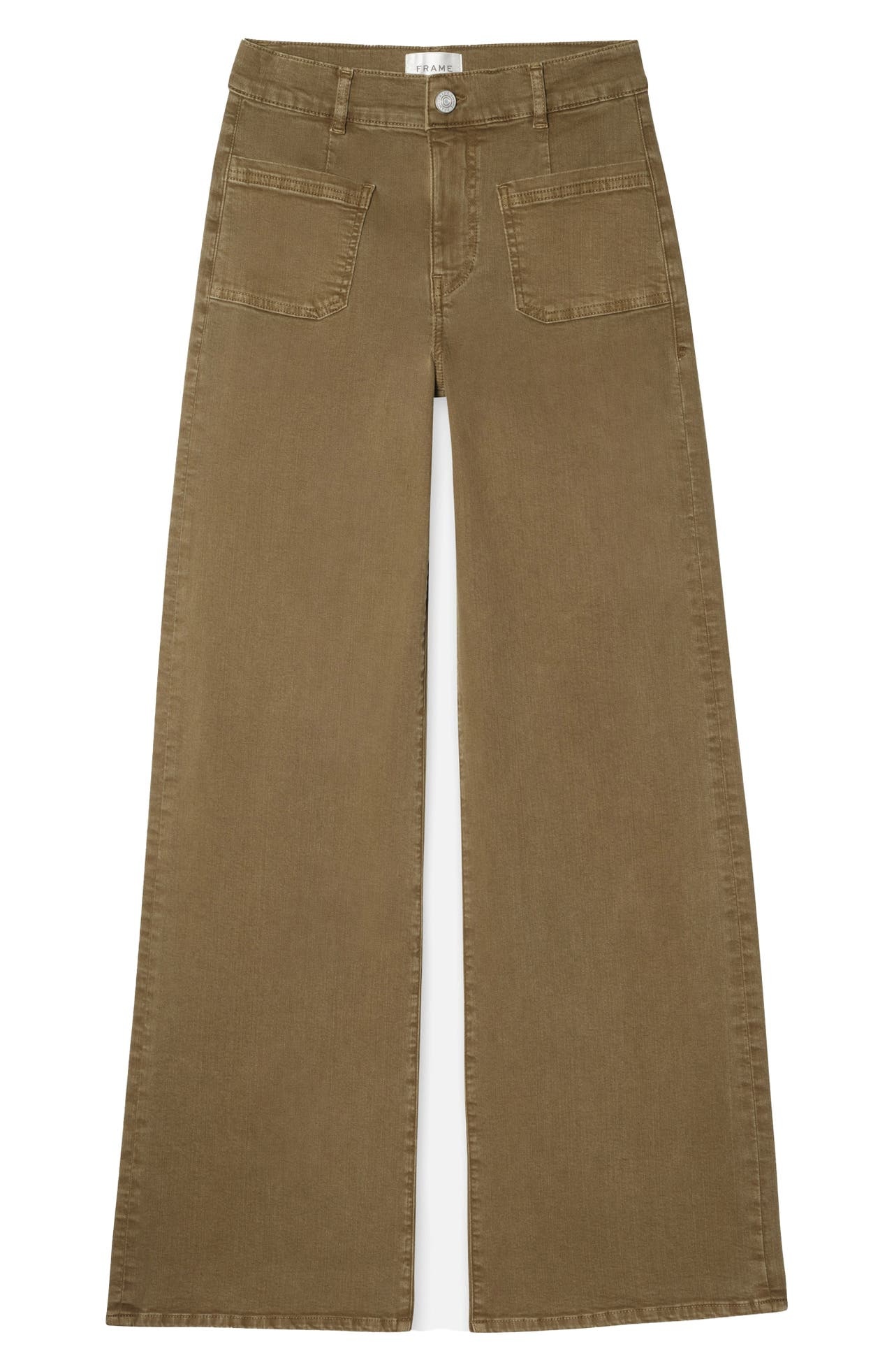 FRAME Le Slim Palazzo Pocket High Waist Wide Leg Jeans in Khaki Green at Nordstrom - 1