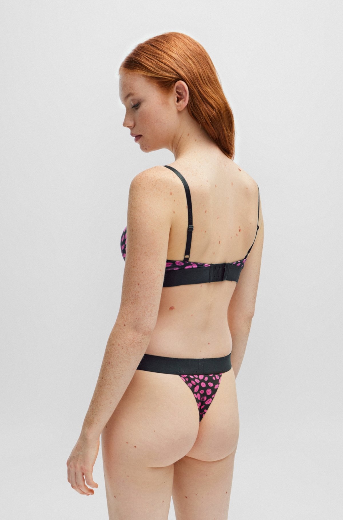 STRETCH-COTTON TRIANGLE BRA WITH SEASONAL PATTERN - 3