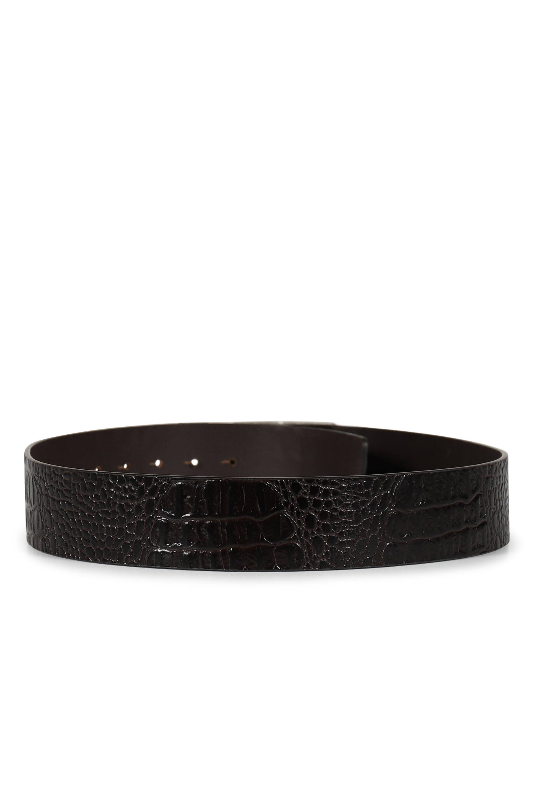 ERL LOGO CROCO EFFECT LEATHER BELT / BRW - 2