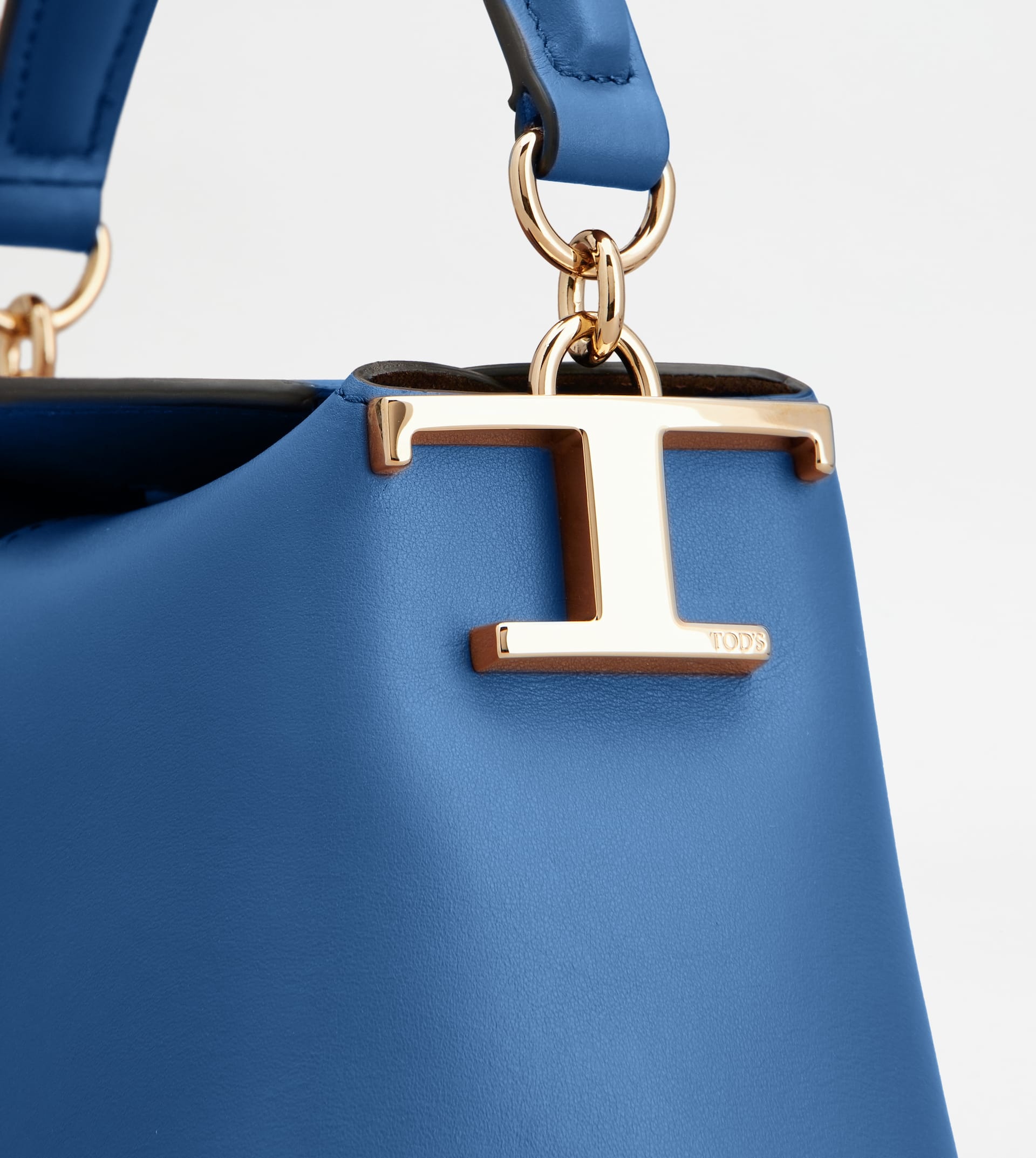 TOD'S T CASE TOTE MESSENGER BAG IN LEATHER MICRO - LIGHT BLUE - 5