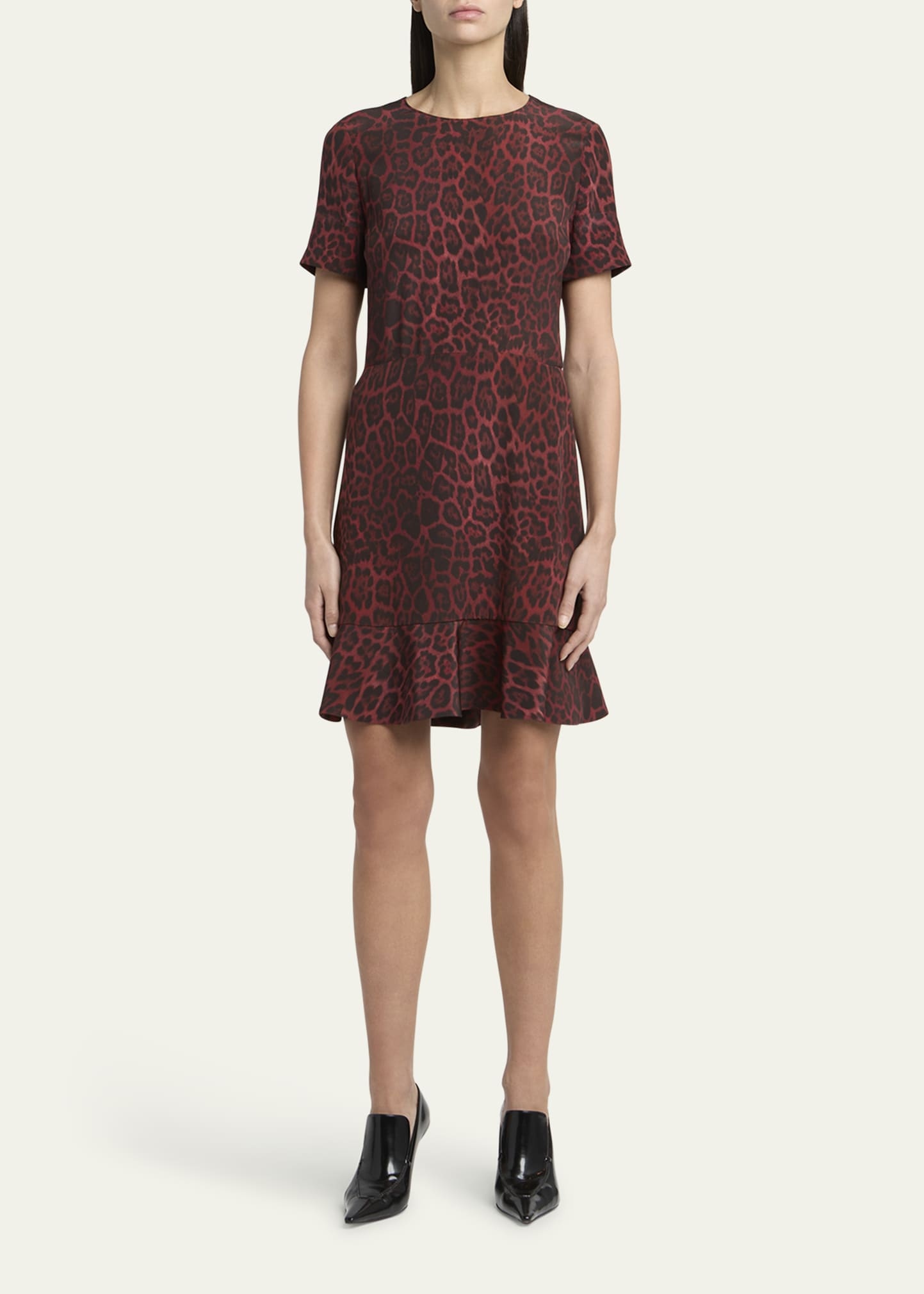 Leopard Print Flared Hem Silk Dress - 2