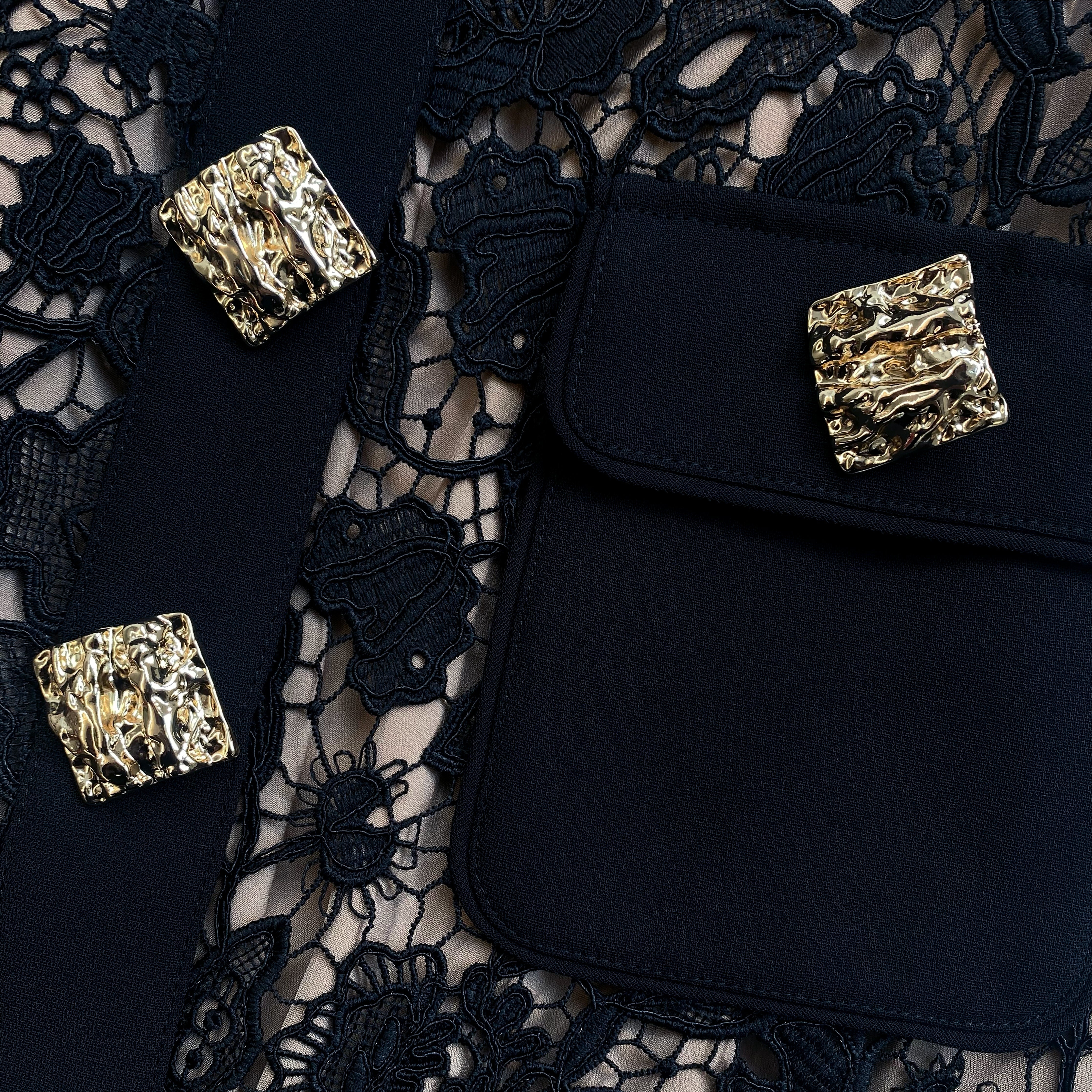 self-portrait Black Magnolia Lace Midi Dress - AW22-144 | REVERSIBLE