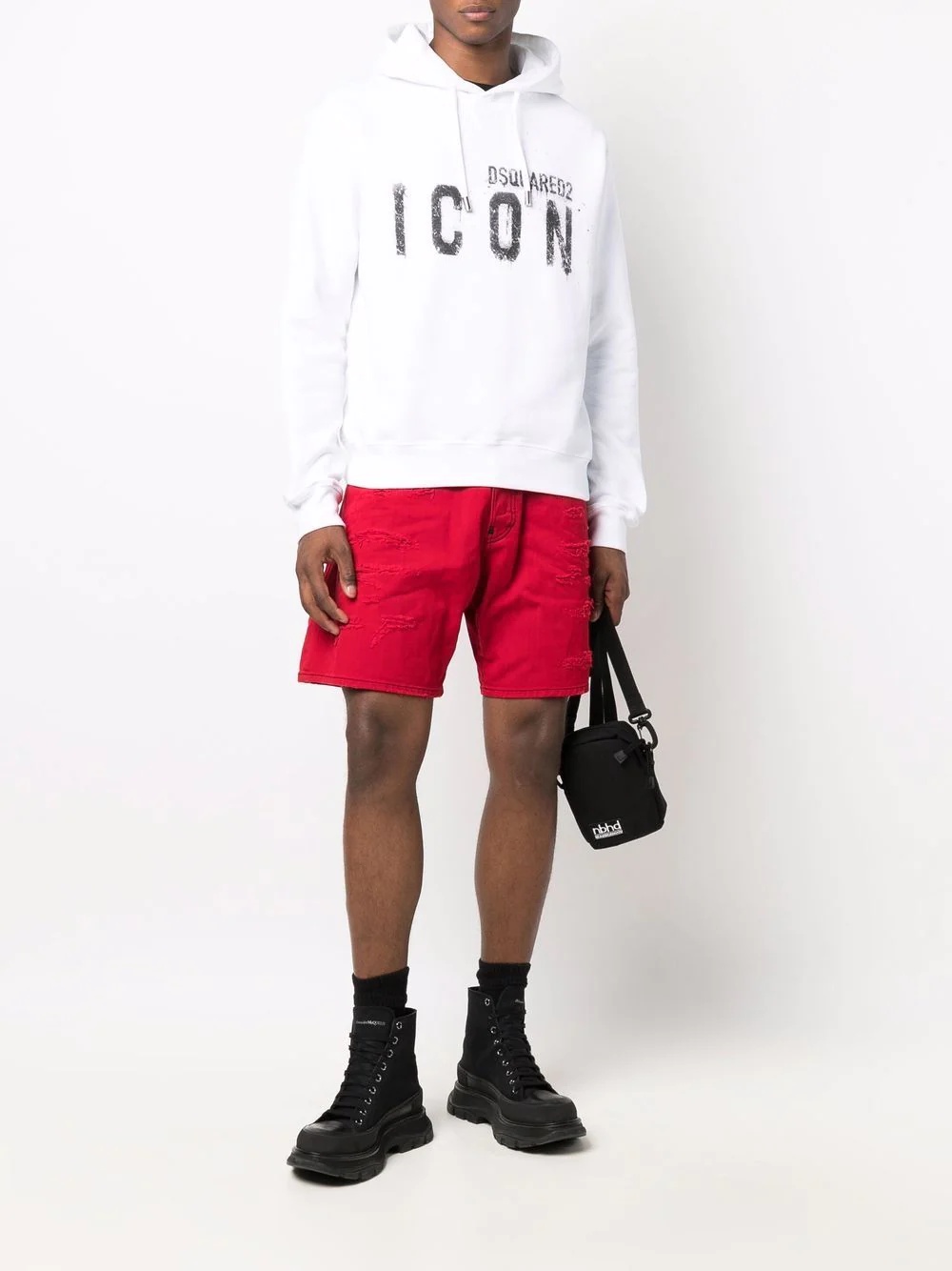 Icon paint-splatter cotton hoodie - 2