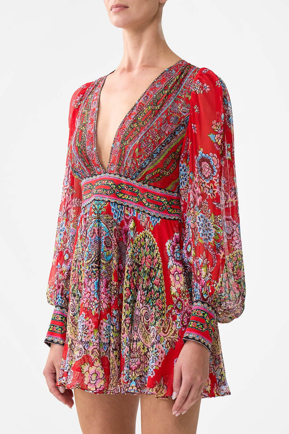 SHORT DRESS WITH BLOUSON SLEEVE - 5