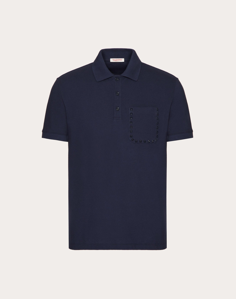 COTTON PIQUÉ POLO SHIRT WITH ROCKSTUD UNTITLED STUDS 1