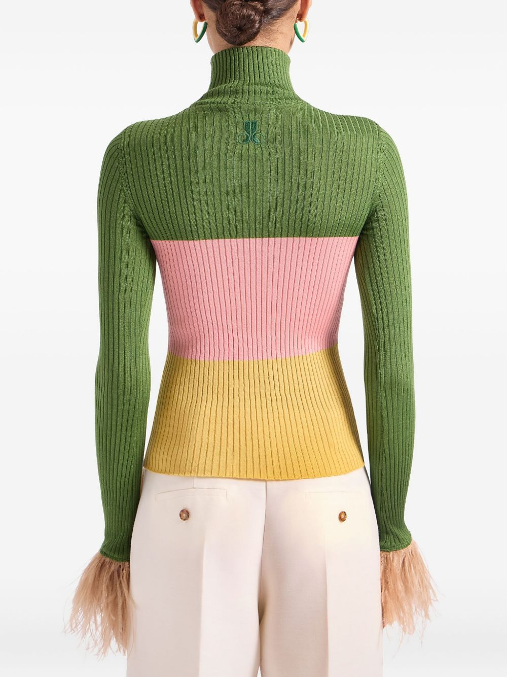 embroidered-logo feather-cuffs sweater - 4