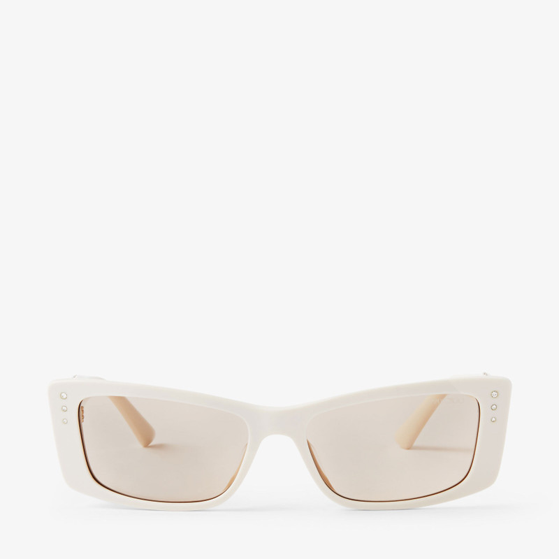 Lexy White Rectangular Sunglasses with Crystals - 1