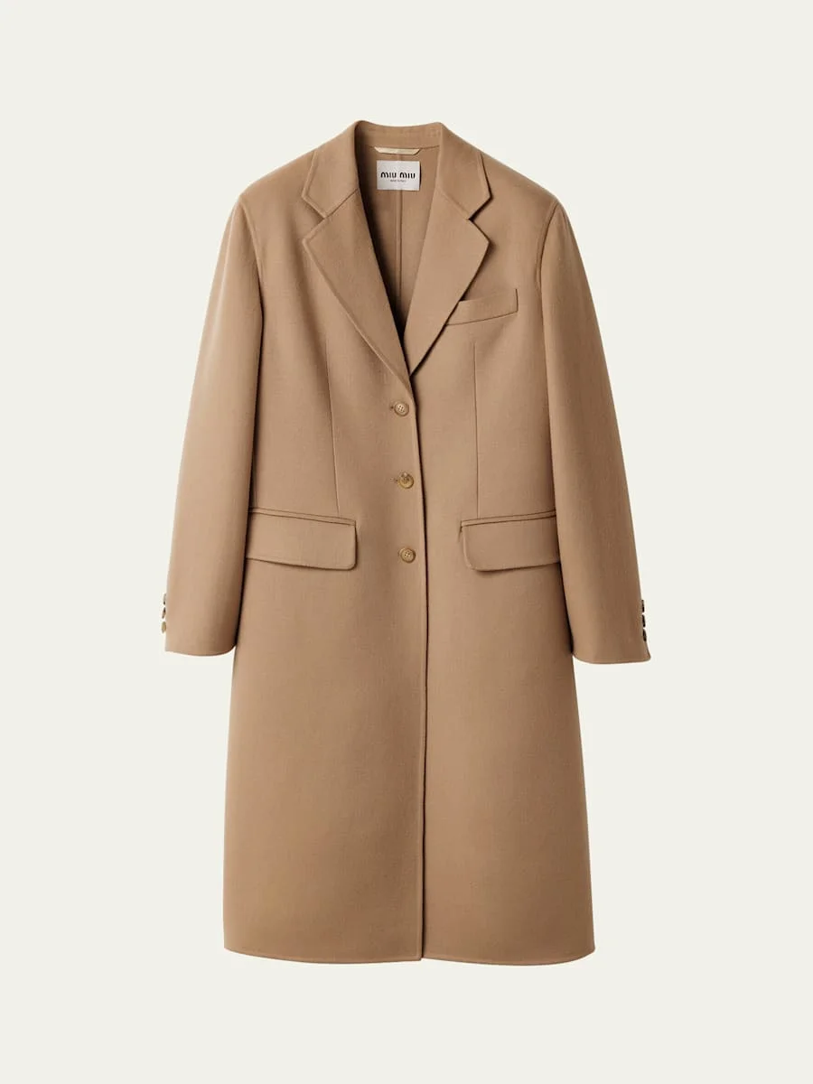 Single-Breasted Cashmere Trench Coat - 1