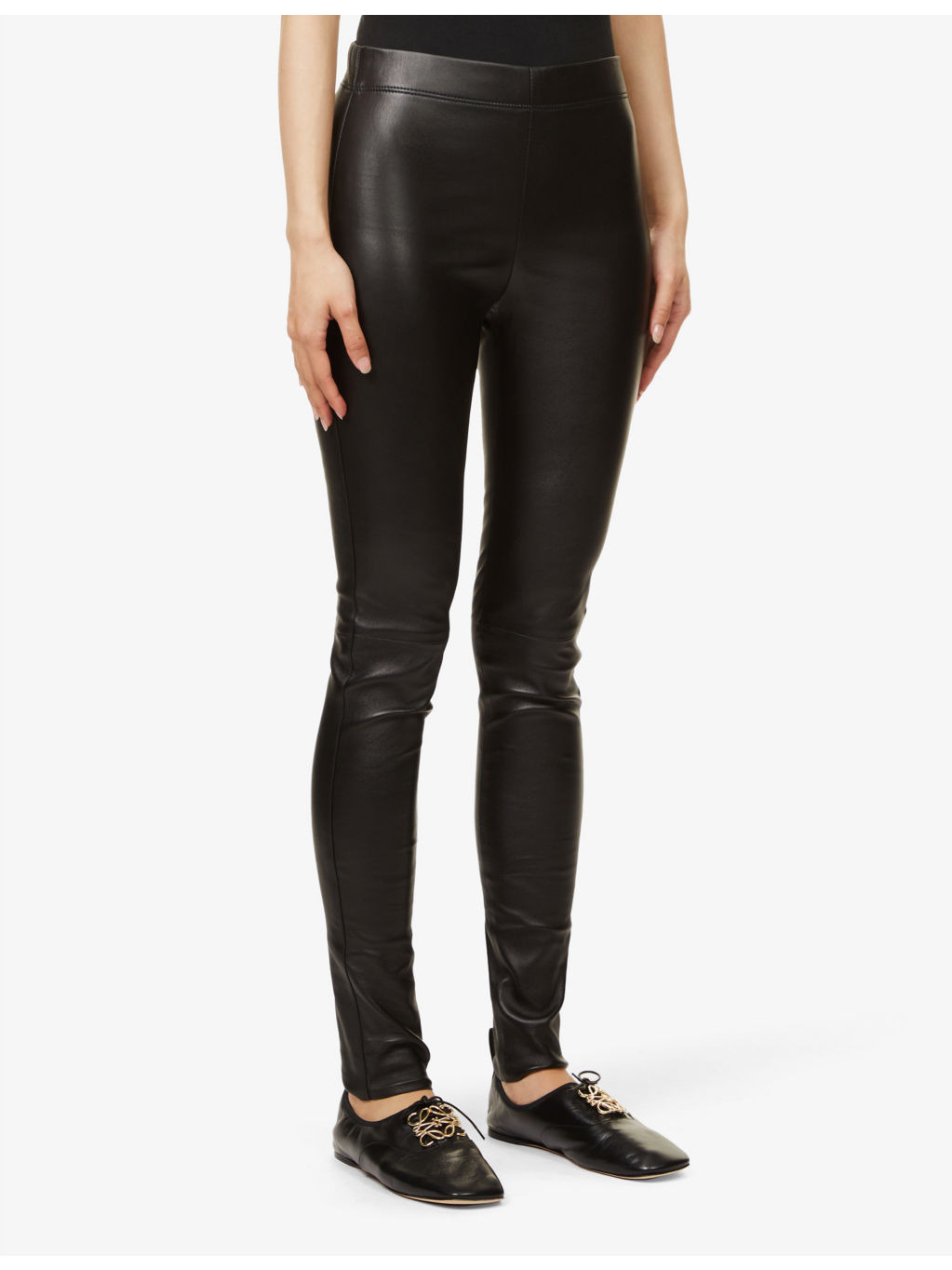 High-rise slim-fit leather leggings - 3