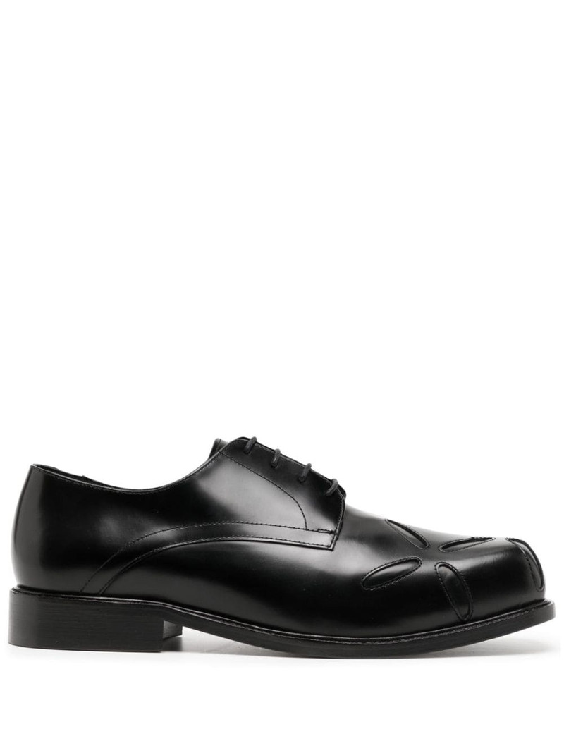 embroidered-detail leather derby shoes 1