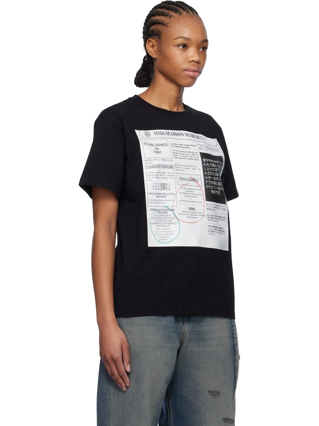 Black Newspaper Print T-shirt - 2