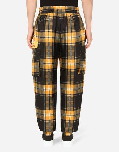 Dolce & Gabbana Silk jogging pants with tartan print outlook