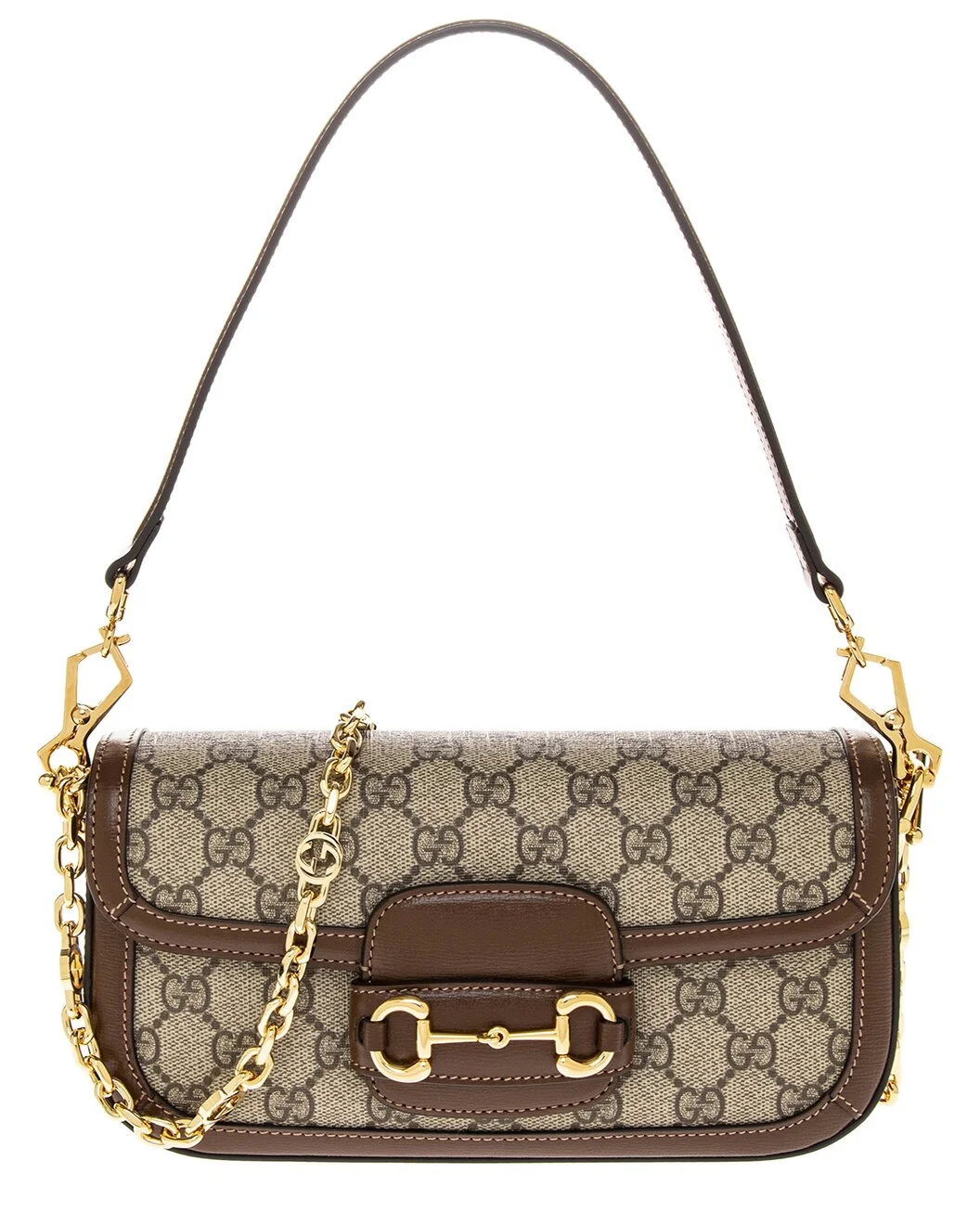 Gucci Horsebit 1955 GG Supreme Canvas & Leather Shoulder Bag - 1