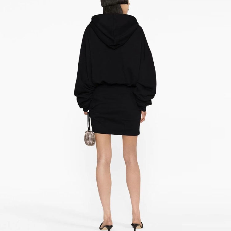 (WMNS) Off-White Logo-Embroidered Cotton Hoodie 'Black' OWDB423C99JER0021001 - 3
