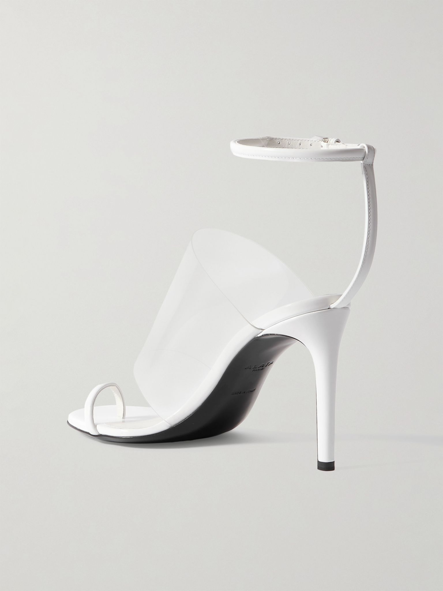 Asymmetric patent-leather and PVC sandals White - 3