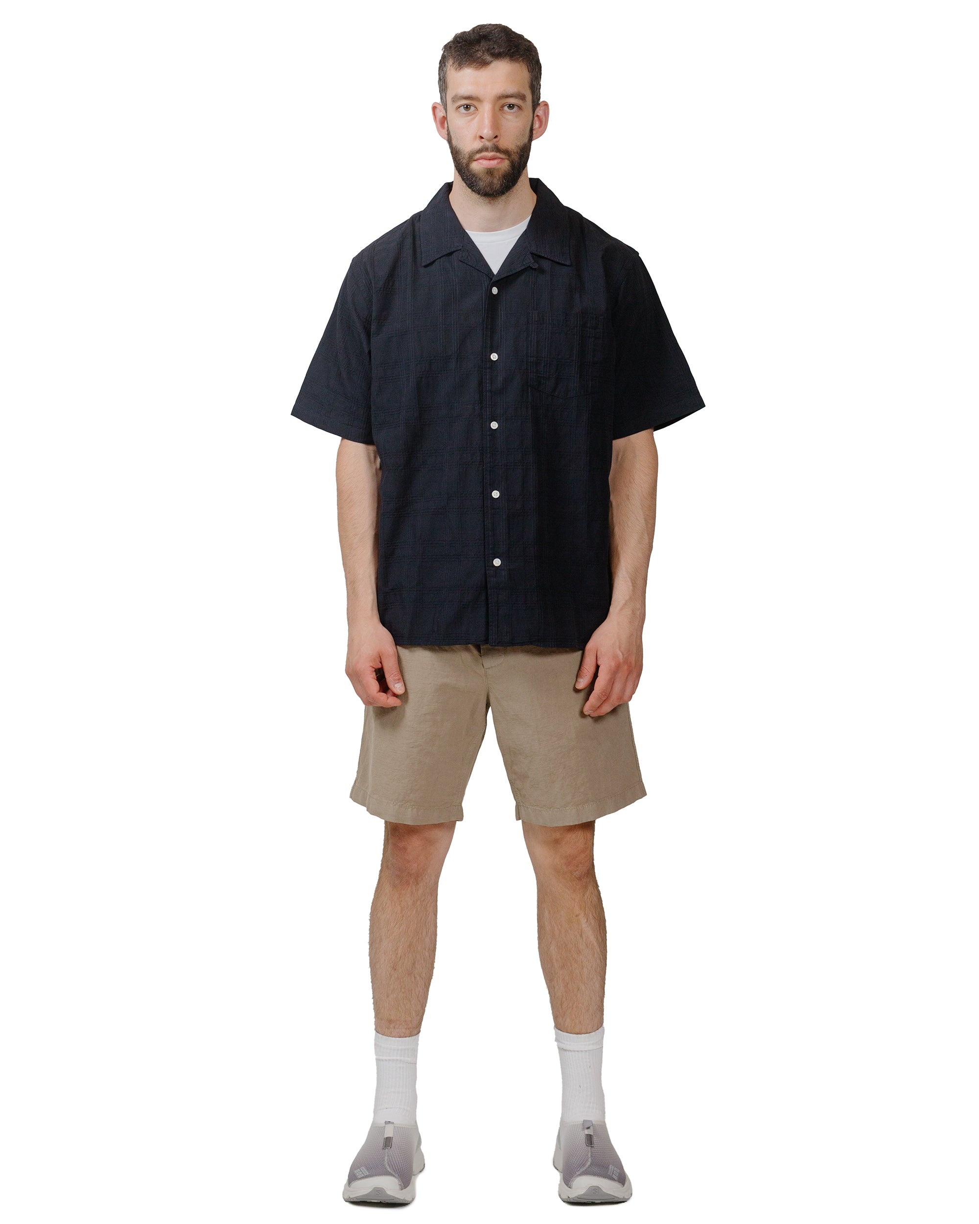Carsten Relaxed Dobby Check Shirt Dark Navy - 4