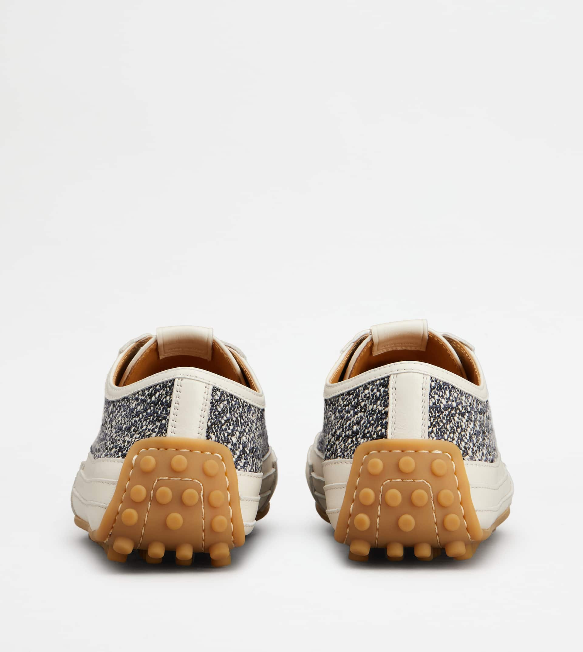 SNEAKERS IN FABRIC AND LEATHER - WHITE, BLACK - 3