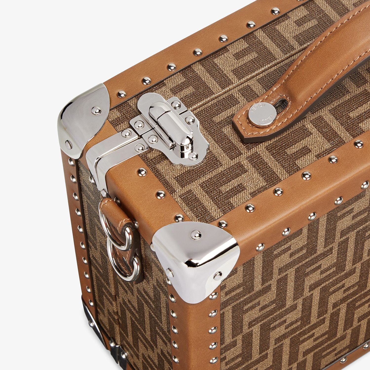 Brown fabric suitcase - 5