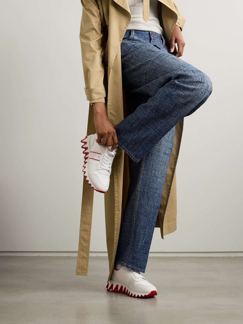 Christian Louboutin Nastroshark 40 embroidered grosgrain-trimmed canvas and leather sneakers outlook