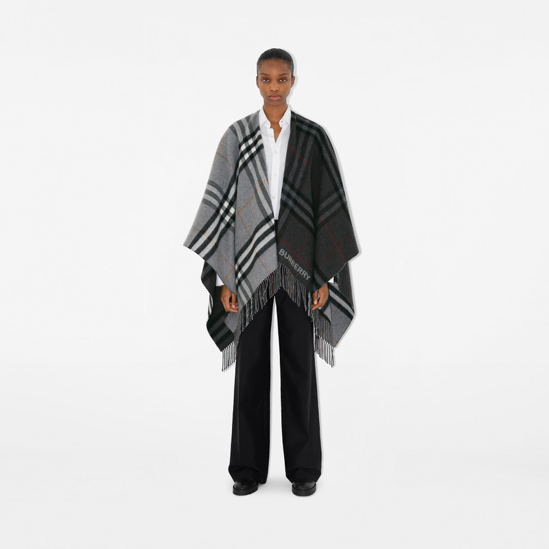 Burberry Contrast Check Wool Cashmere Jacquard Cape outlook