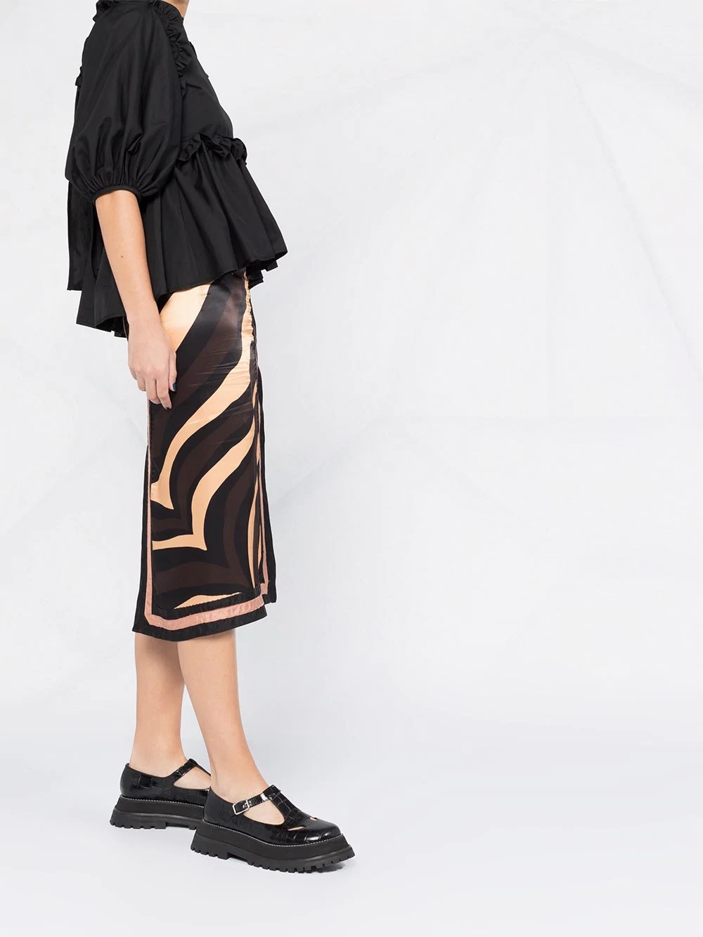 geometric print wrap skirt - 4