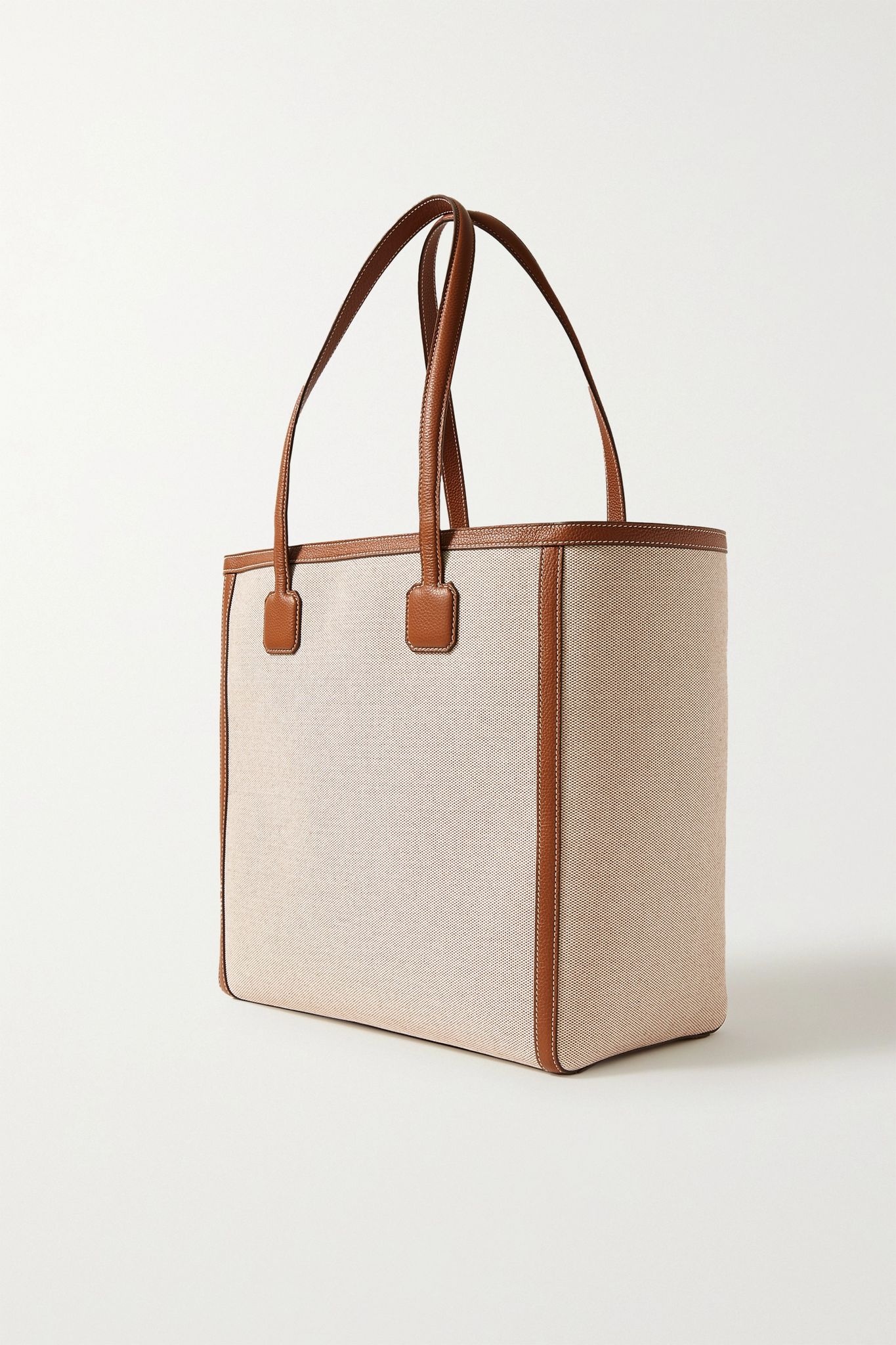 Antibes textured leather-trimmed canvas tote - 3