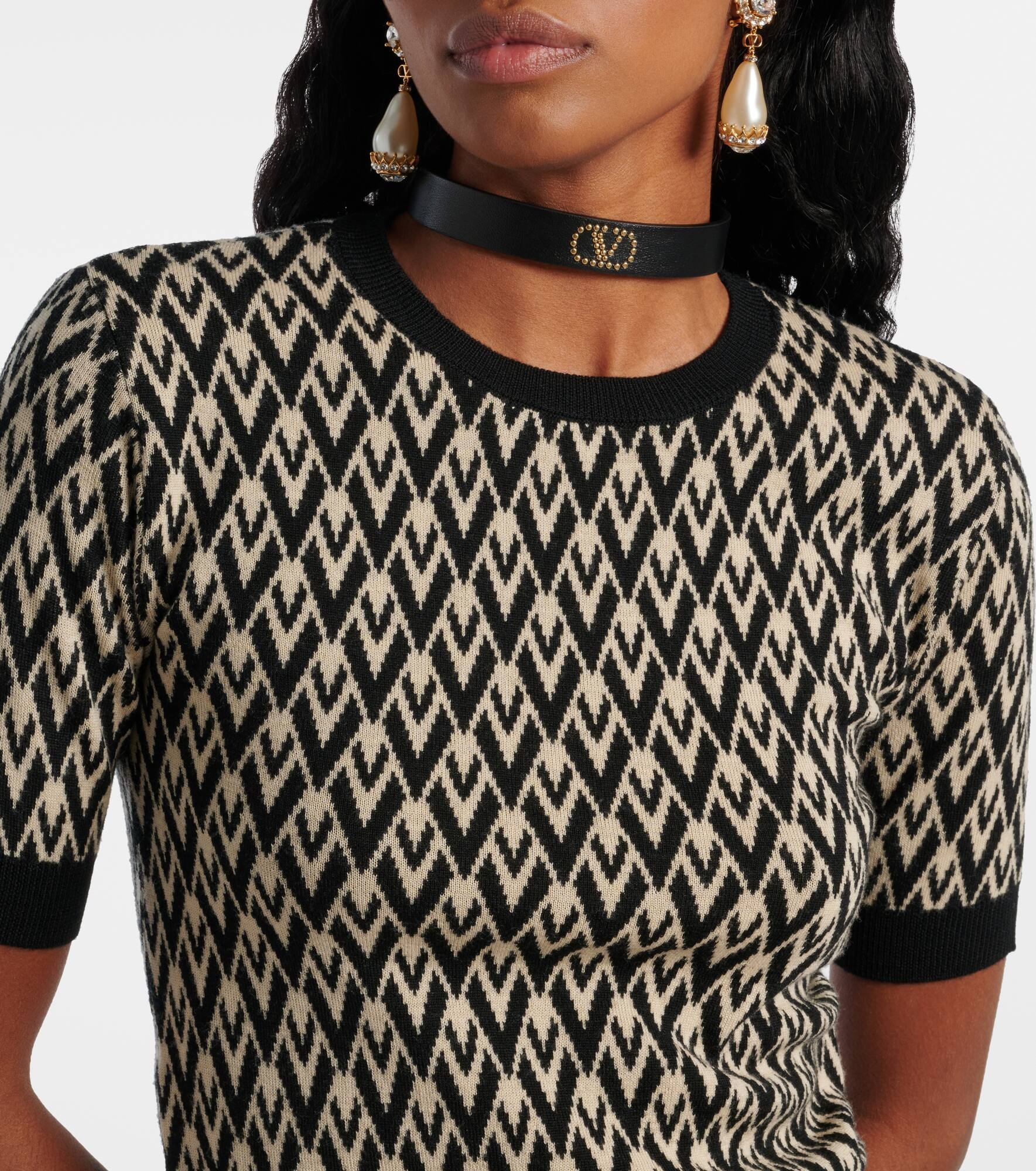 VLogo Signature leather choker - 3