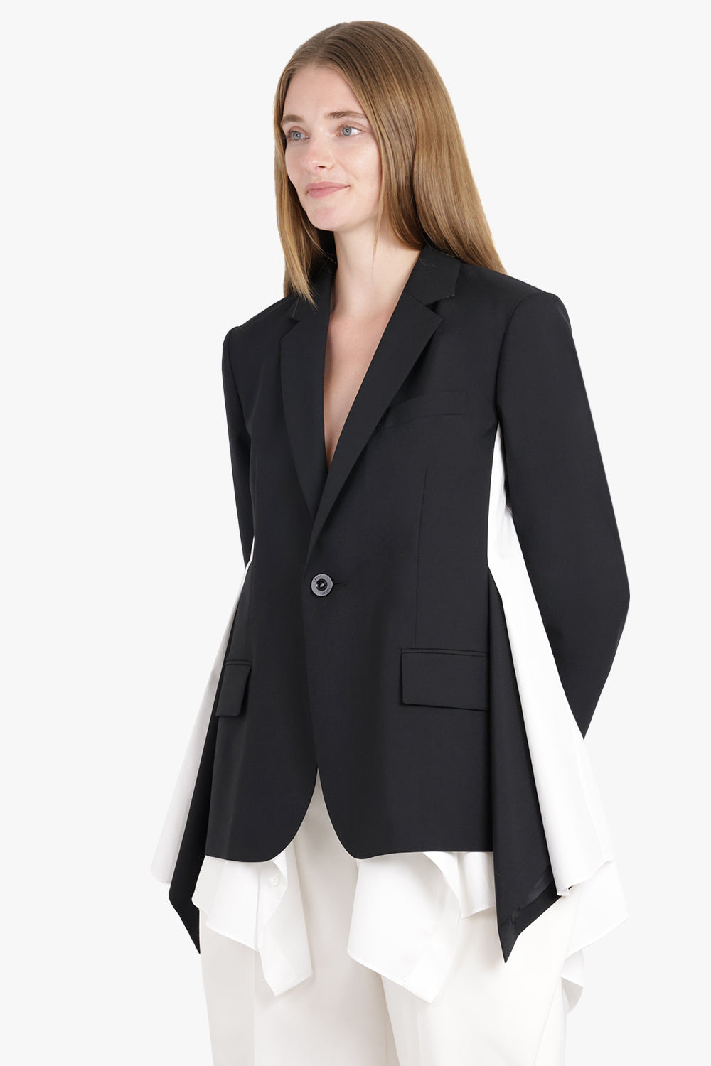 SUITING JACKET WITH SHIRT DETAILING | BLACK/OFF WHITE - 7