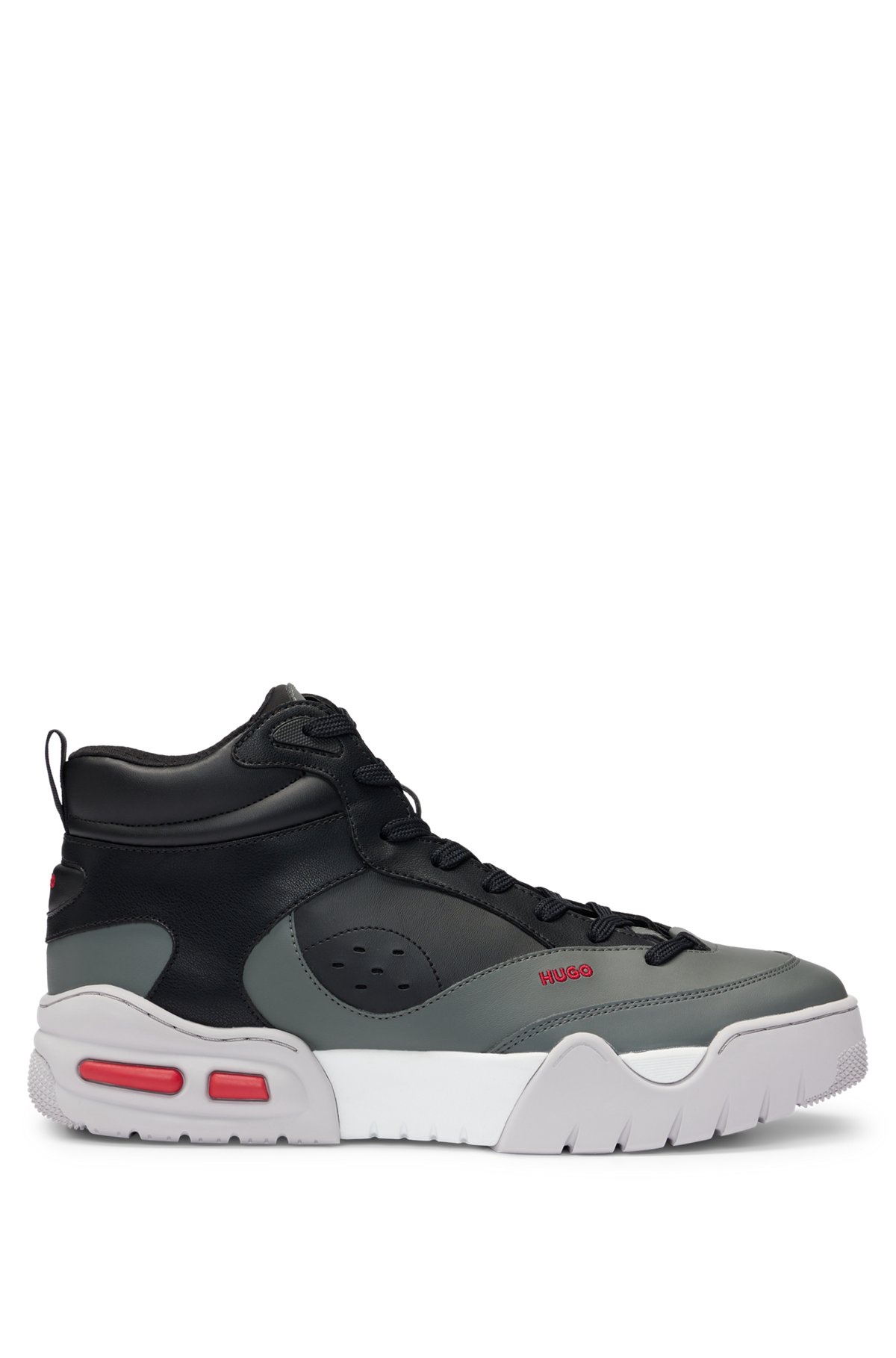 HIGH-TOP TRAINERS WITH FAUX LEATHER AND MESH - 1