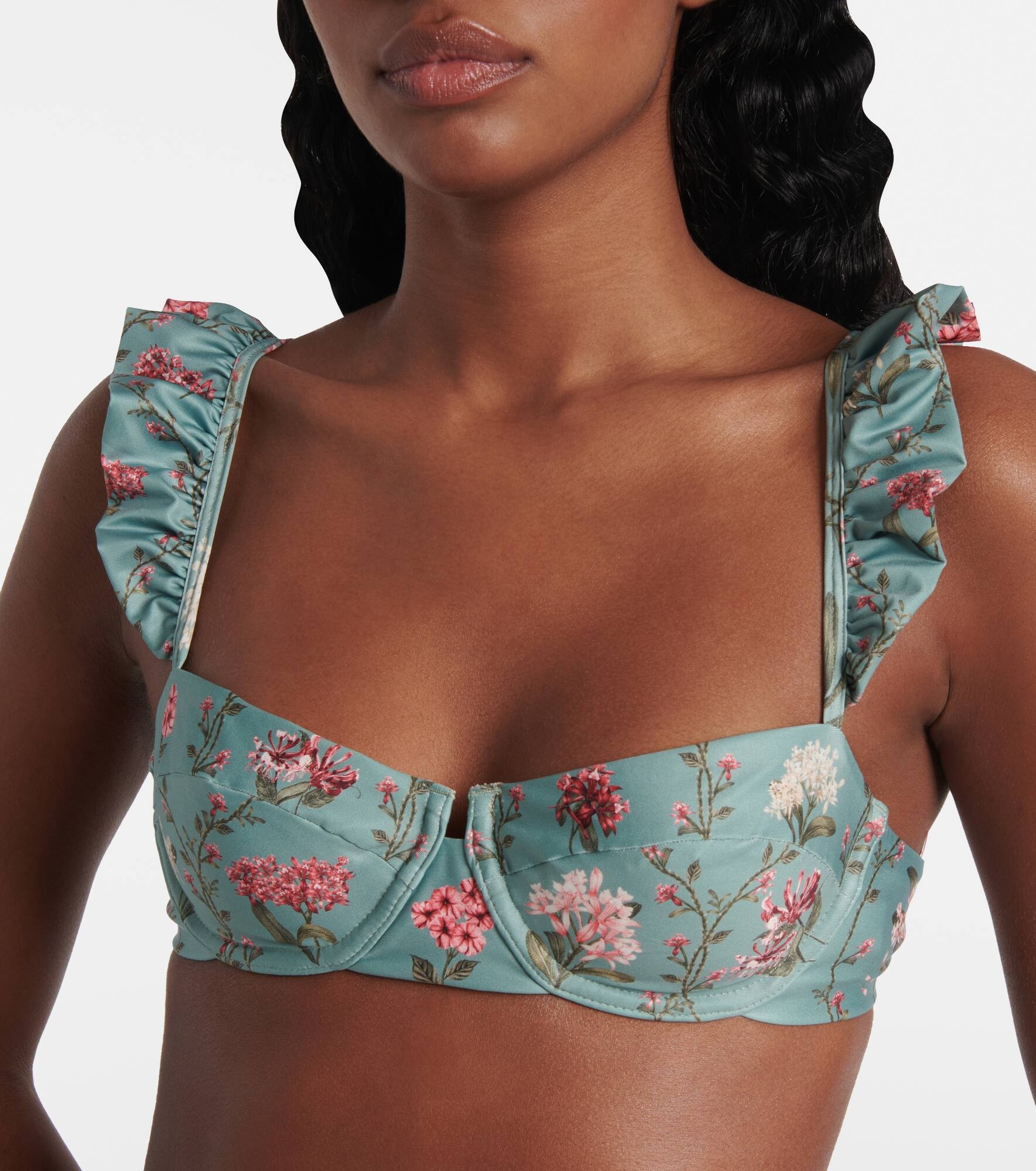 Kiwi floral ruffled bikini top - 4