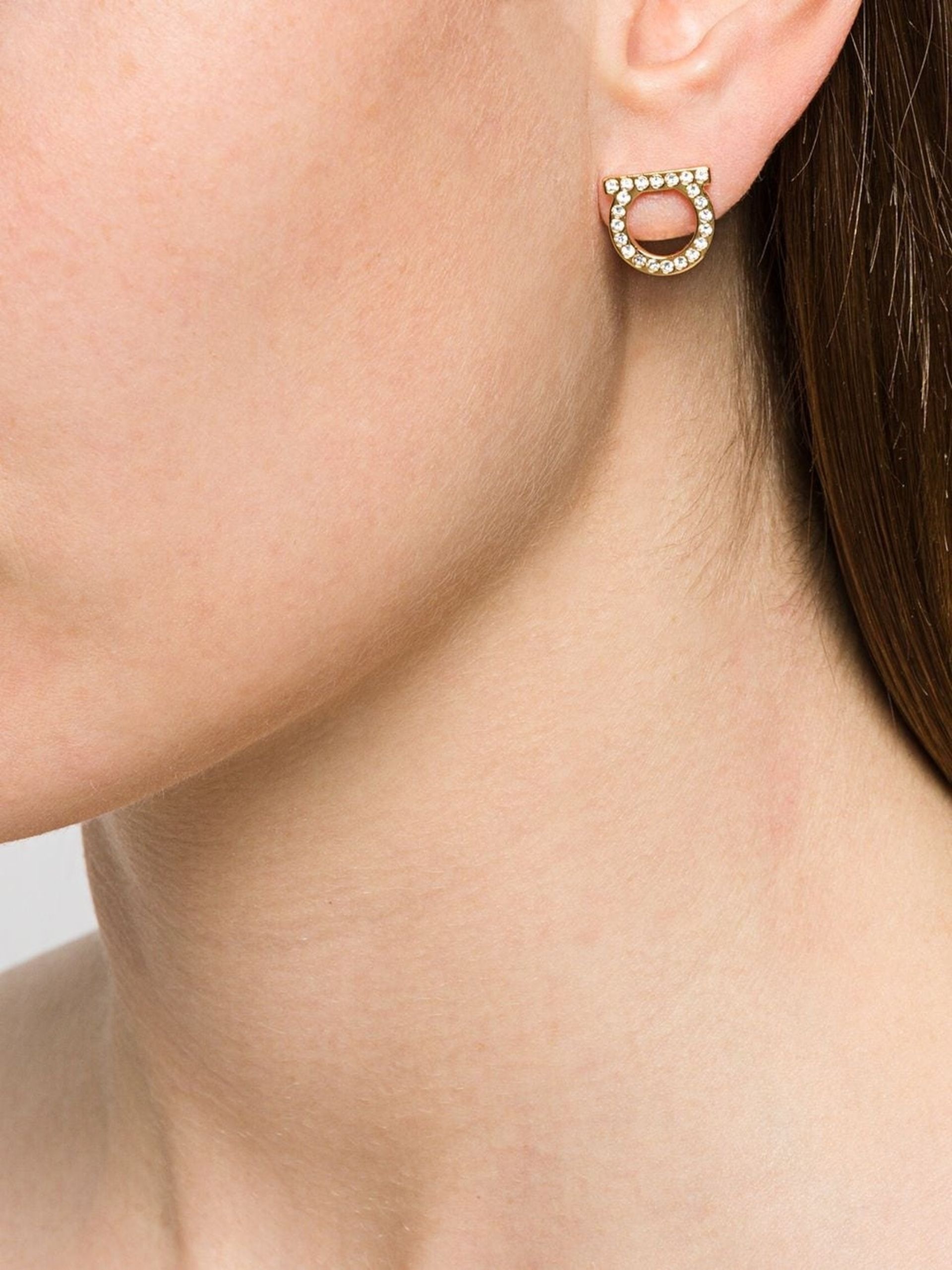 Gold-Tone Gancini Crystal Stud Earrings - 2