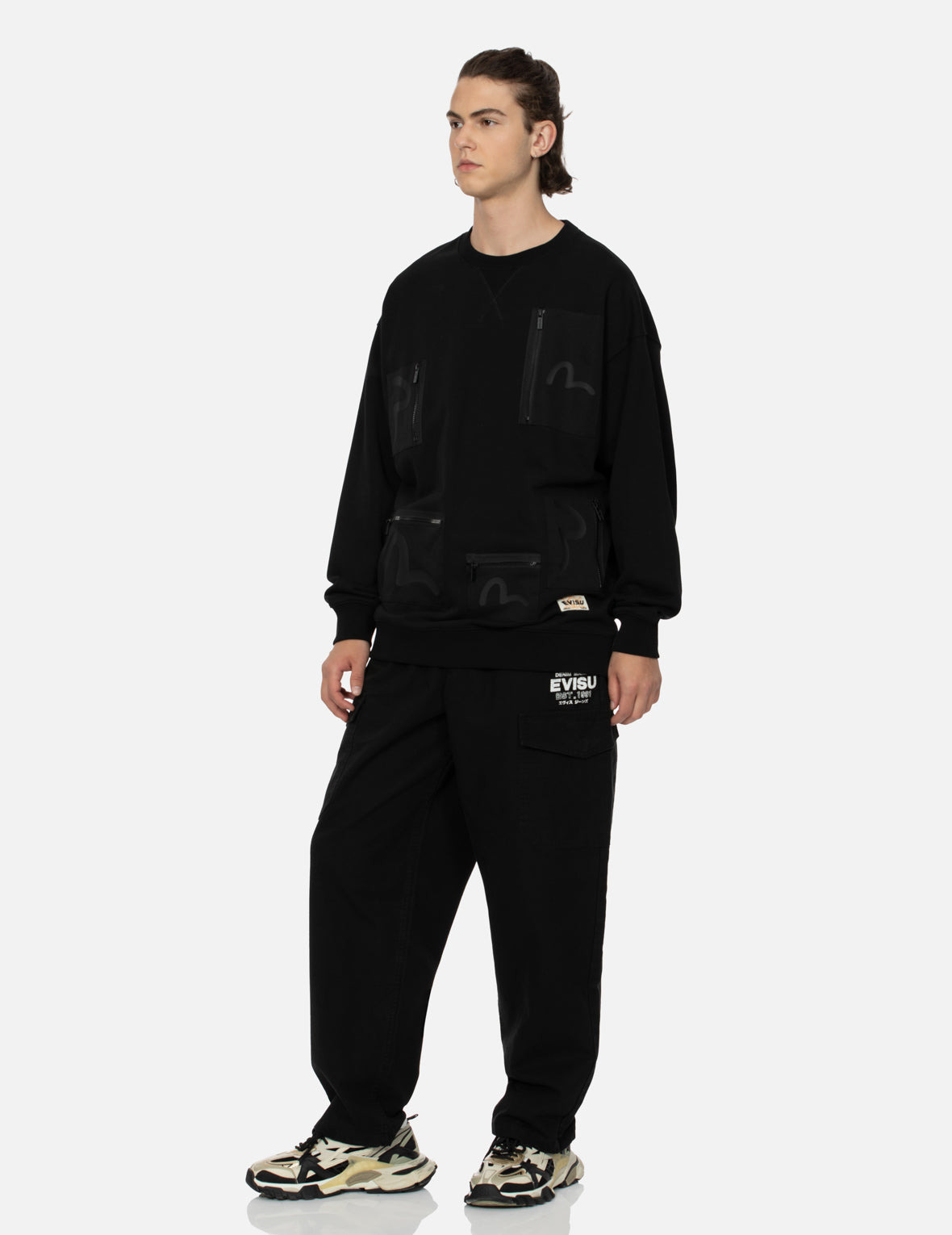 MULTI-POCKETS WITH SEAGULL PRINT LOOSE FIT SWEATSHIRT - 3