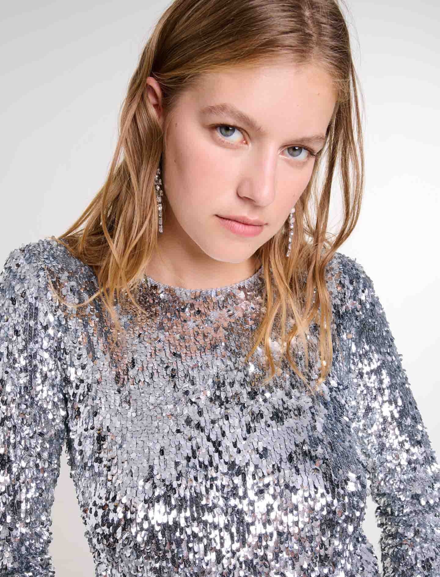Long-sleeved sequinned top - 5
