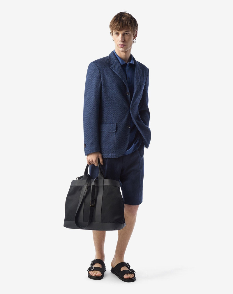 CORNELIANI Navy blue linen jersey jacket outlook
