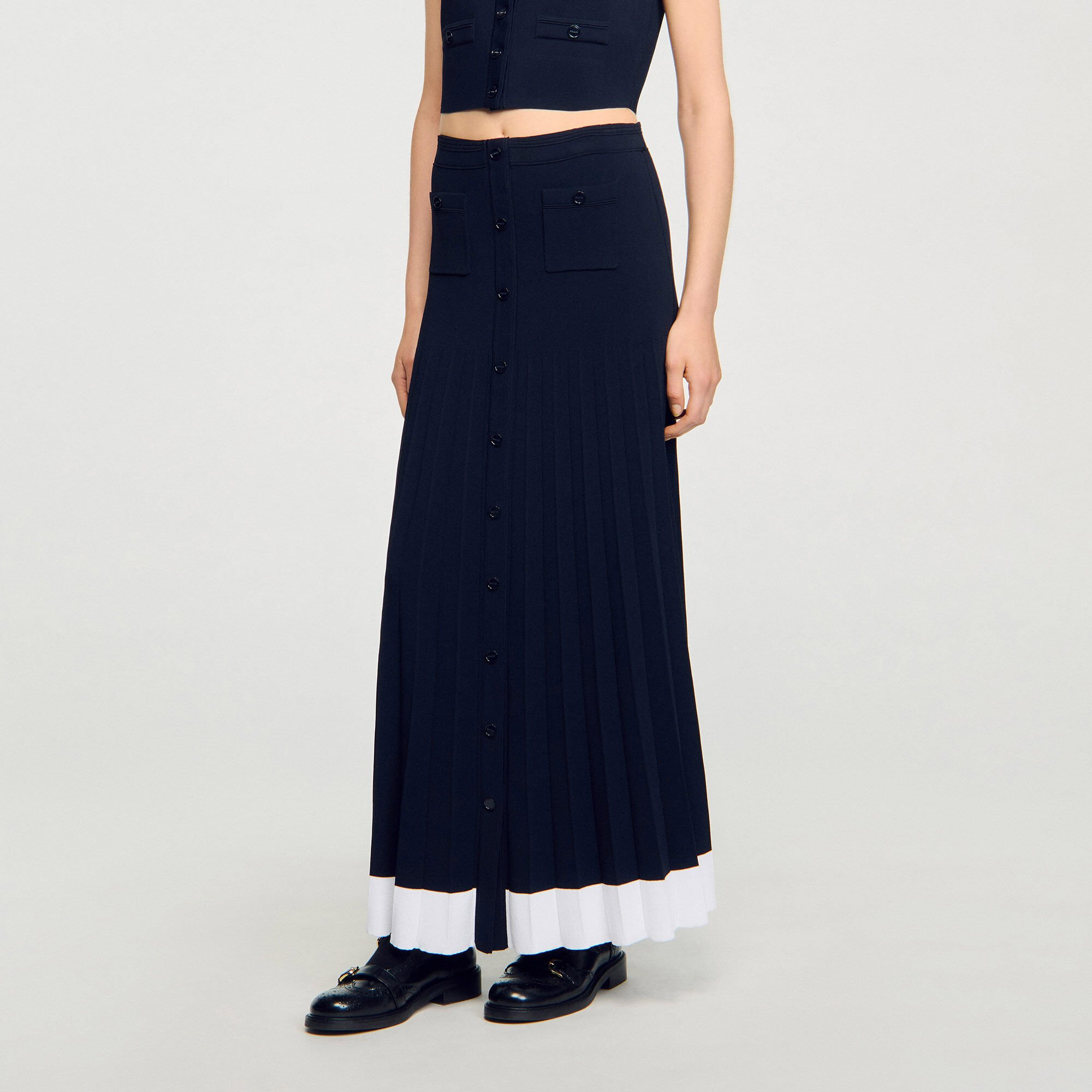 MAXI TWO-TONE KNIT SKIRT - 4